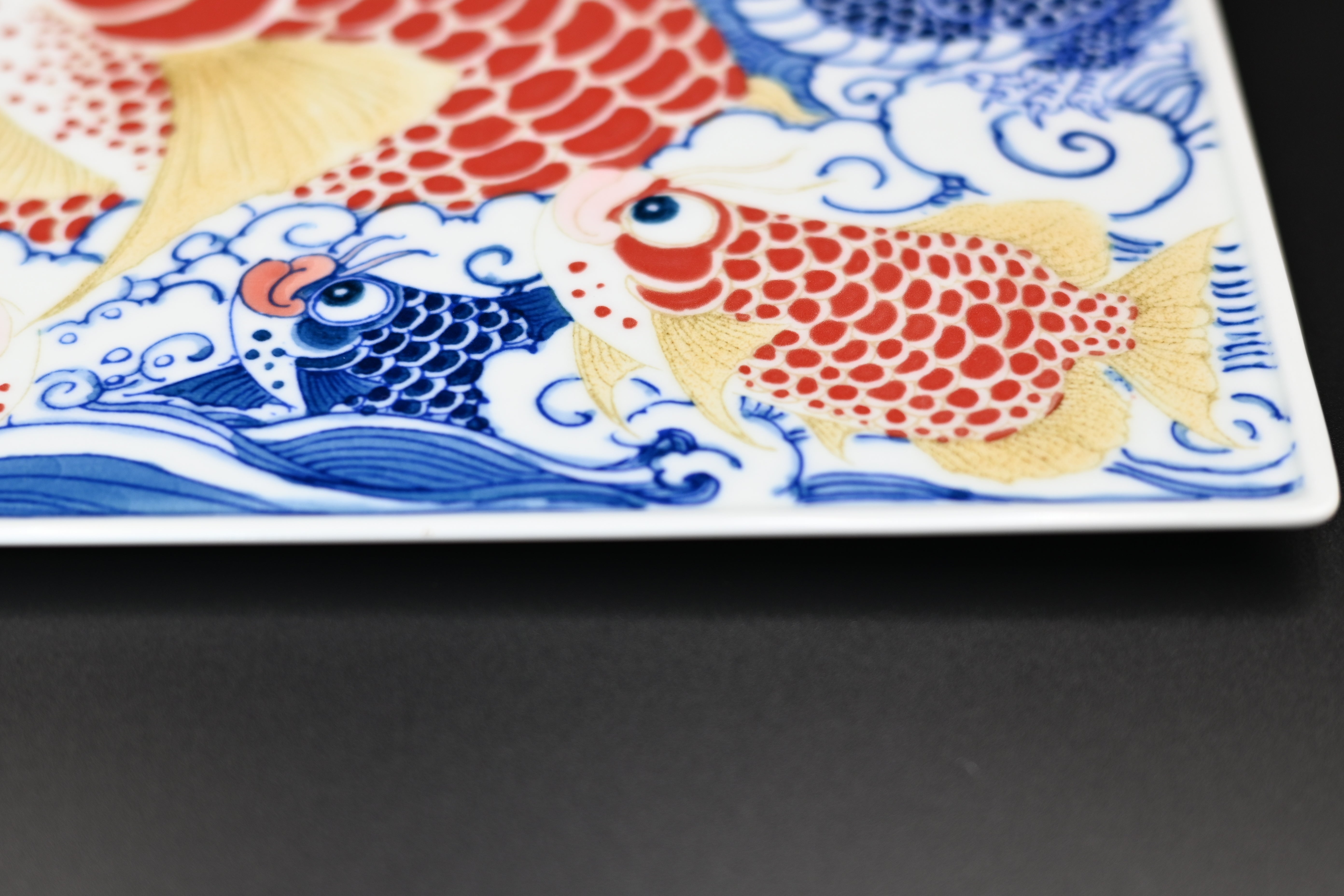 Kungfuyang Underglaze Polychrome Dragon and Fish Dry Tea Tray, product view 8
