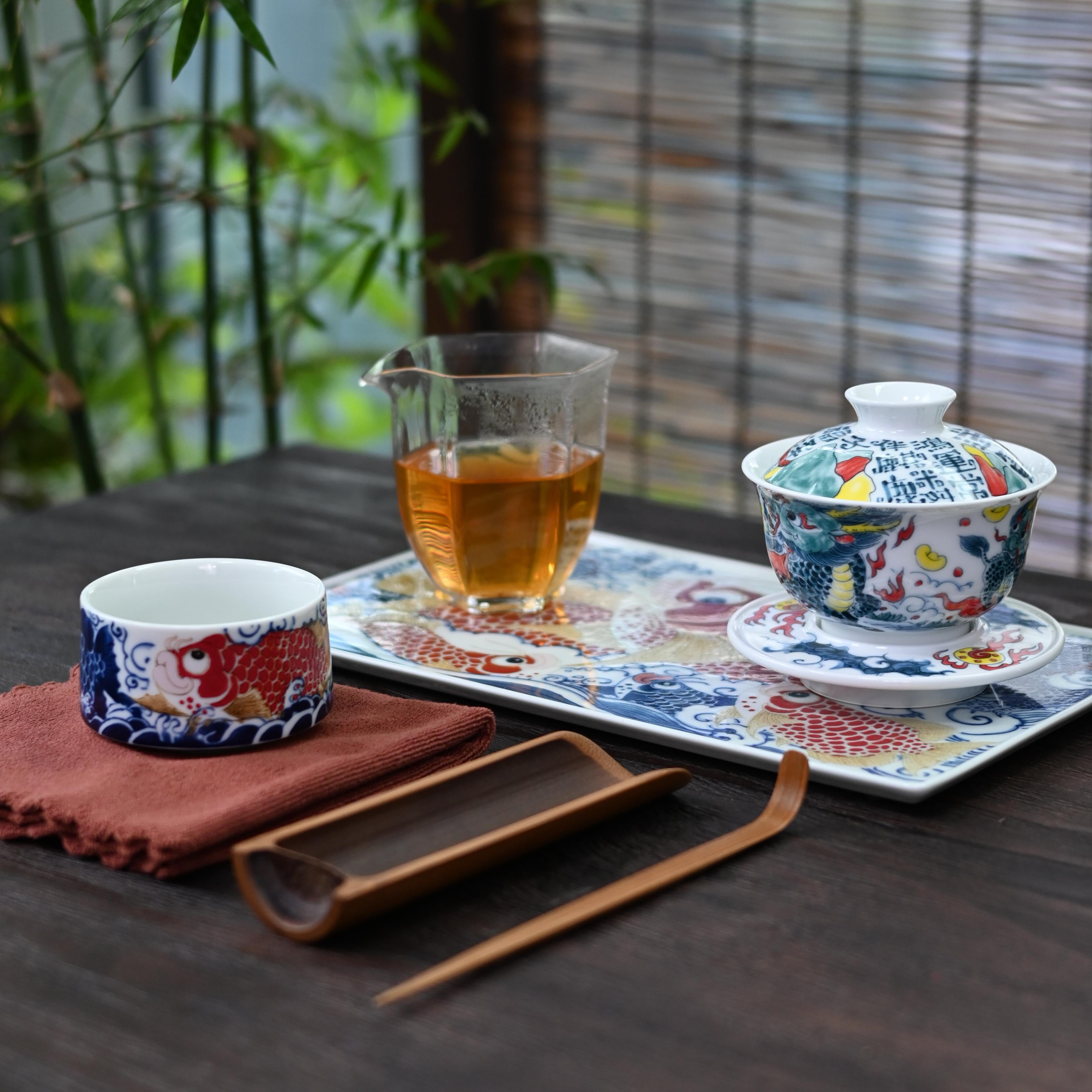 Kungfuyang Underglaze multicolor Hand-Painted Gaiwan with Chinese-style, product view 3