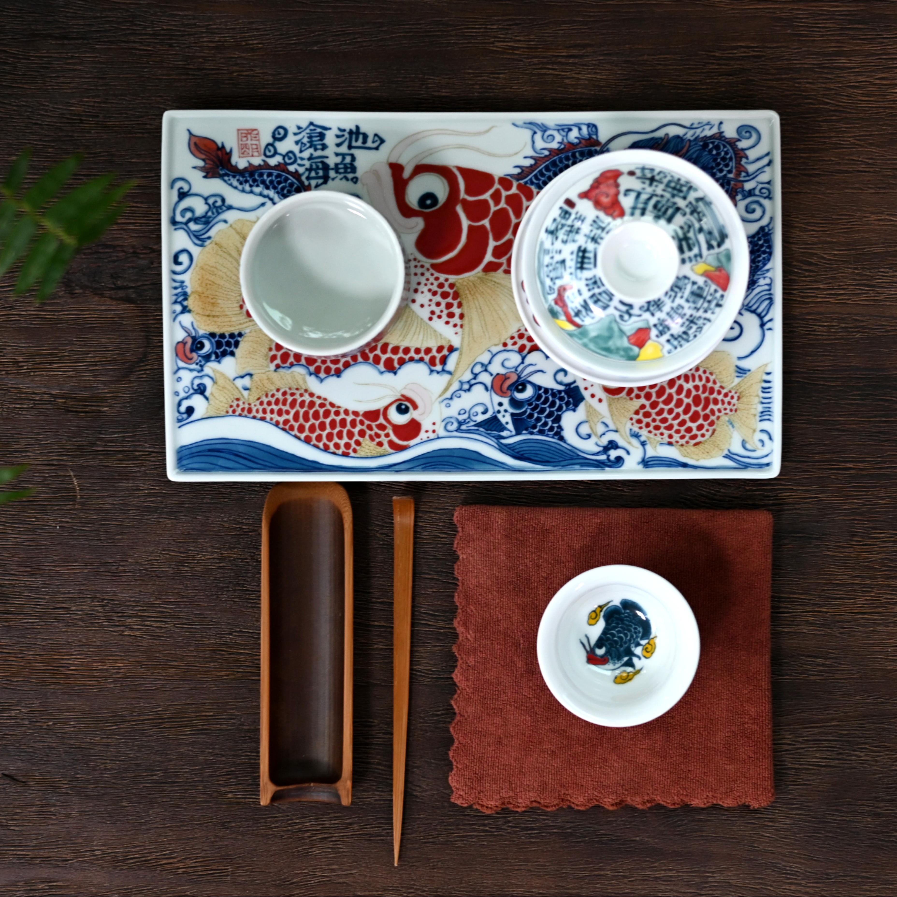 Kungfuyang Underglaze multicolor Hand-Painted Gaiwan with Chinese-style, product view 4