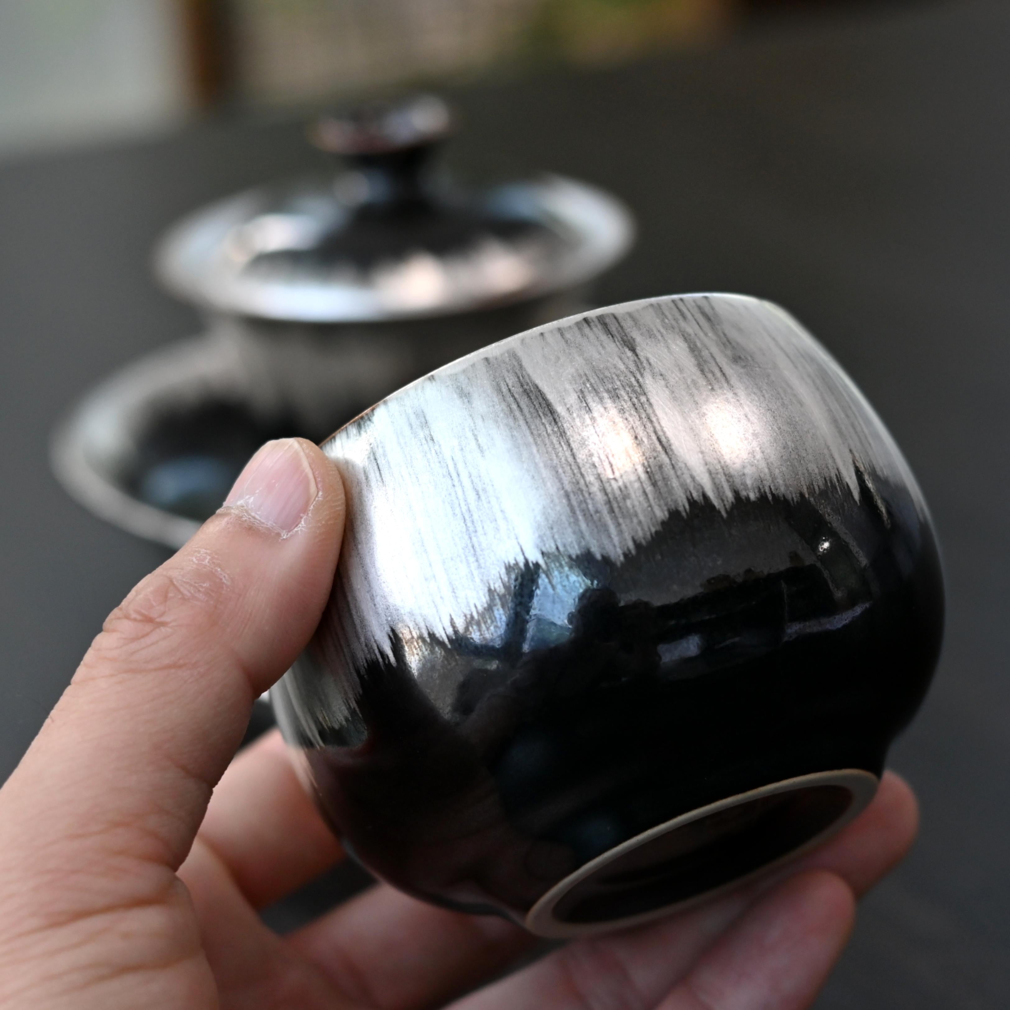 Kungfuyang Silver-Plated Ceramic Arhat Teacup – White Porcelain Teacup, product view 5