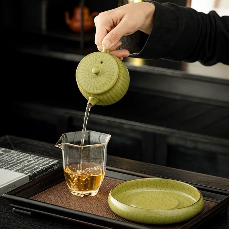 Longquan celadon ge kiln crackle tea set – 12-Piece Full Set Longquan Celadon Ge-Kiln Tea Set by Kungfuyang
