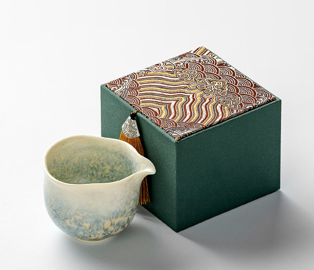 Smoky Cyan Glaze Kiln Change Crystal Ice – Smoky Cyan Glaze Kiln-Change Crystal Ice Flower Teacup by Kungfuyang, view 9-2