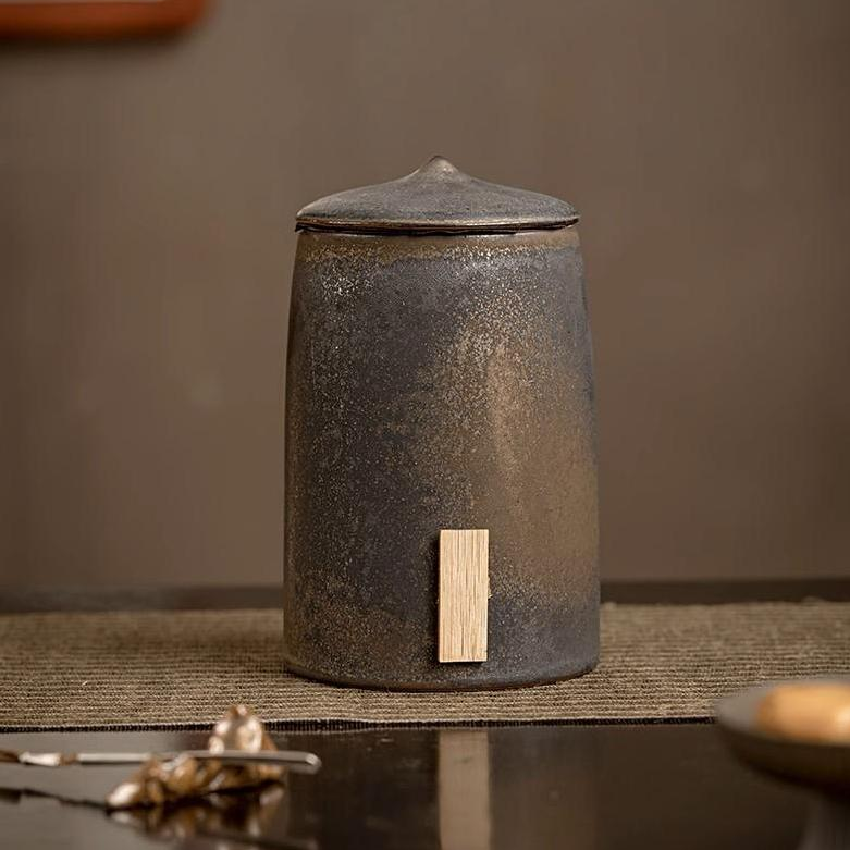 Wabi sabi style tea can 1 – Vintage Style Large Capacity Airtight Ceramic Tea Caddy / Tea by Kungfuyang
