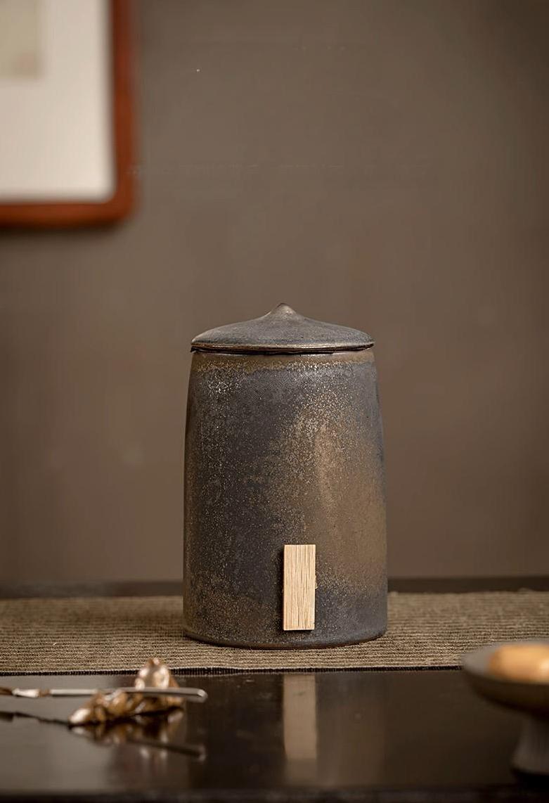 Wabisabi style airtight tea canister – Vintage Style Large Capacity Airtight Ceramic Tea Caddy / Tea by Kungfuyang