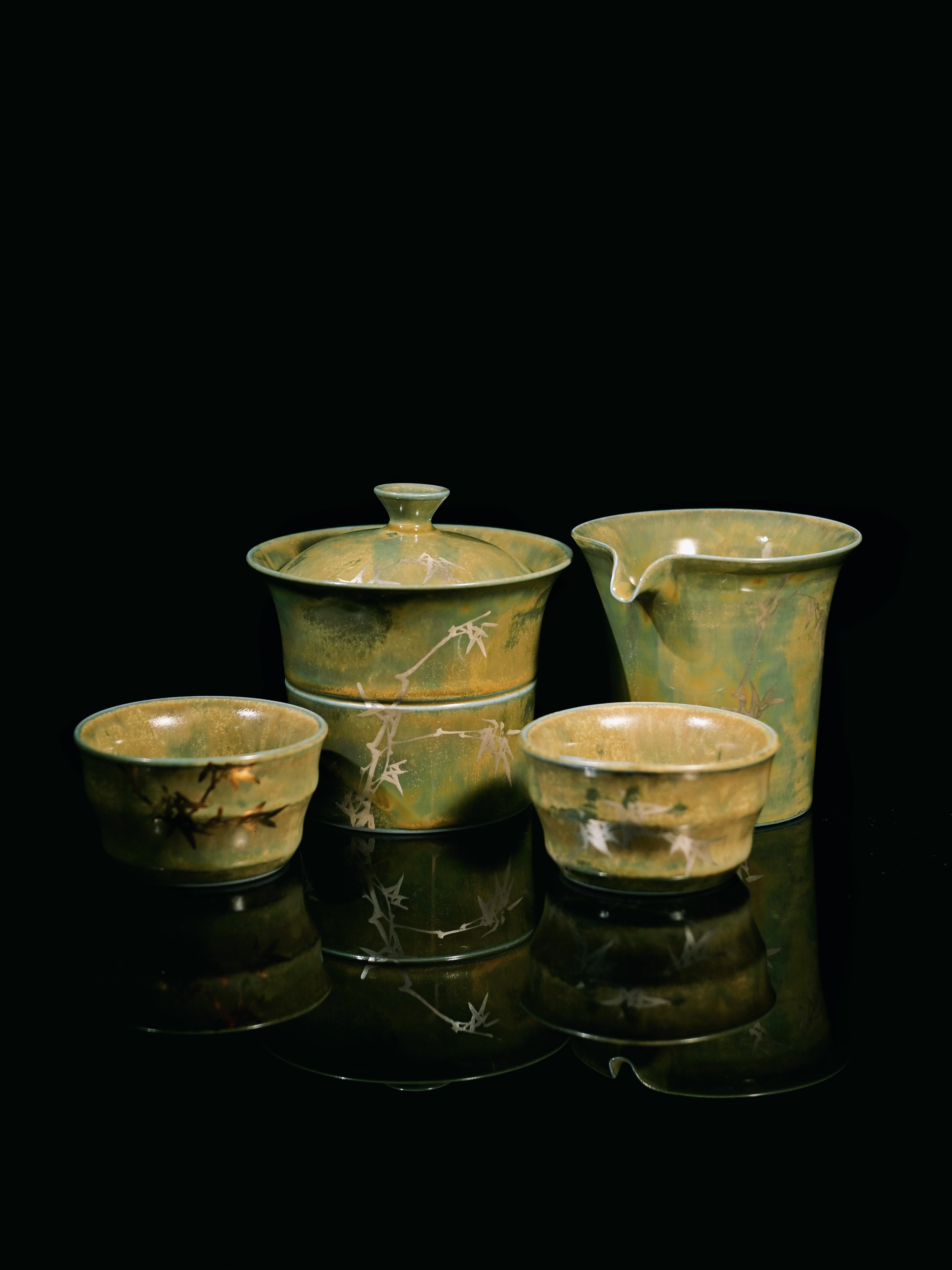 jingdezhen handcrafted ceramic gaiwan tea set – "Bamboo Rhythm" Ceramic Tea Set – A Poetic Fusion of Art & by Kungfuyang