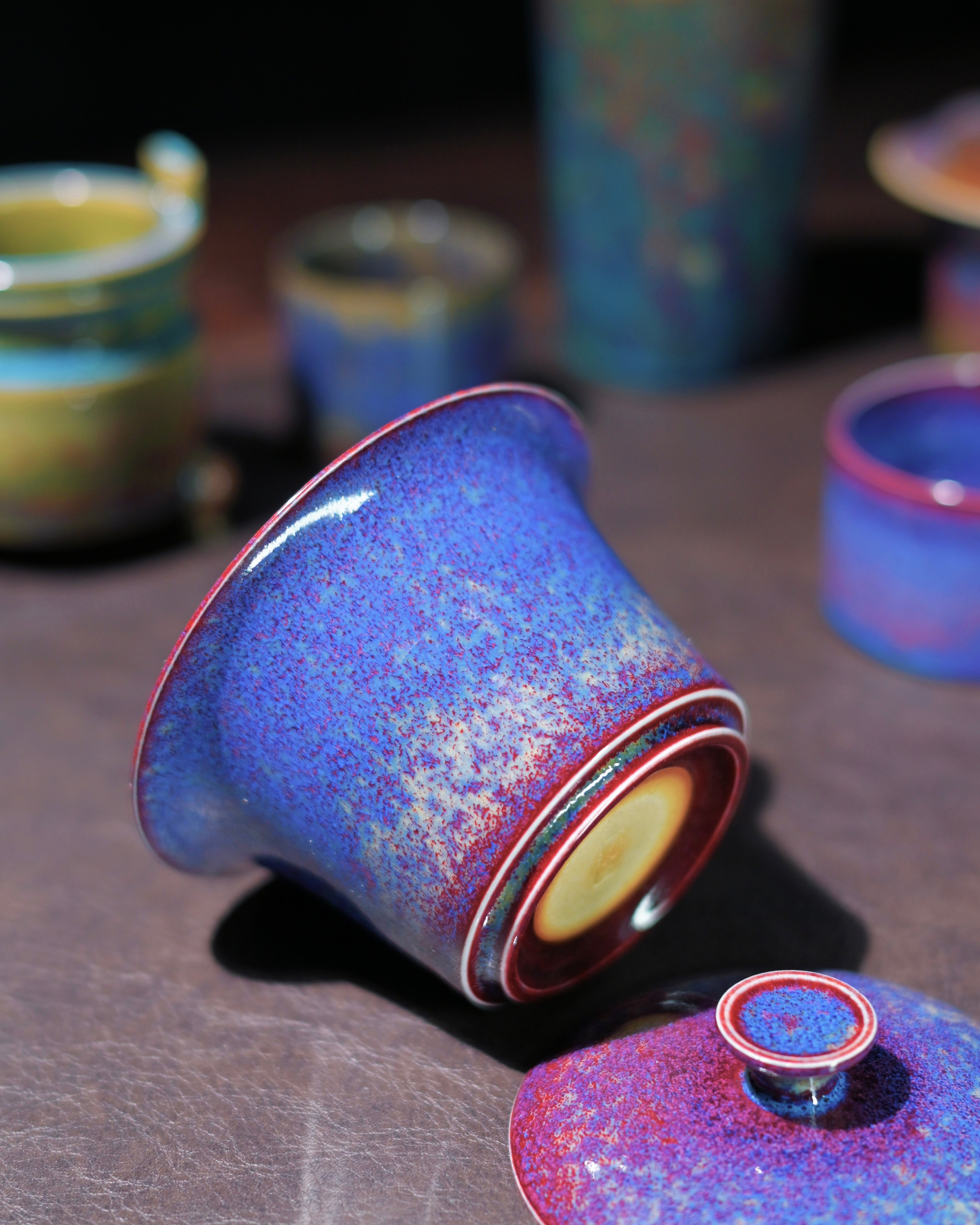 Kungfuyang Jun Kiln "Peacock" Glaze Gaiwan Wide-Rim Design 120ml, product view 5