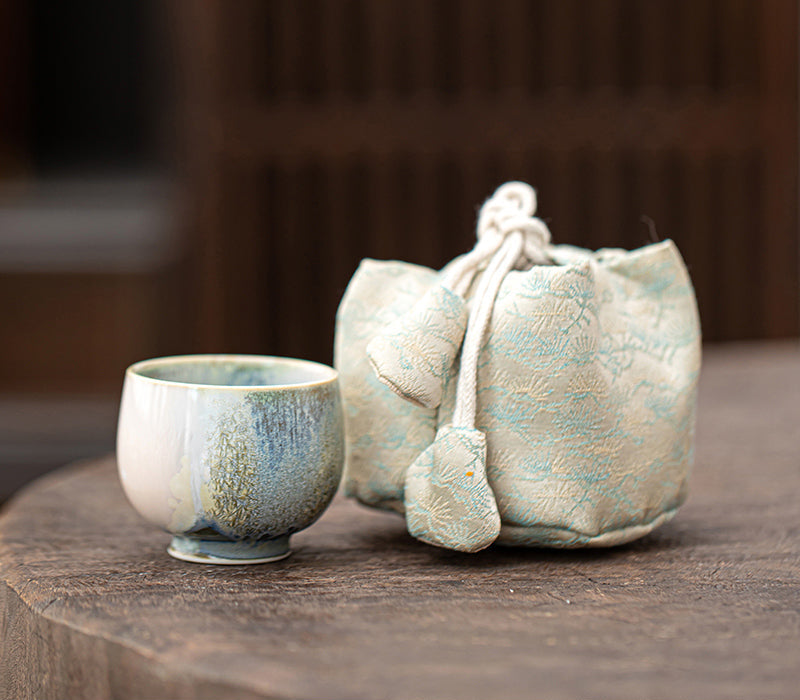 accidental kiln transformation ceramic – Kiln-Transformed Crystal Glaze Pine Needle Gaiwan by Kungfuyang