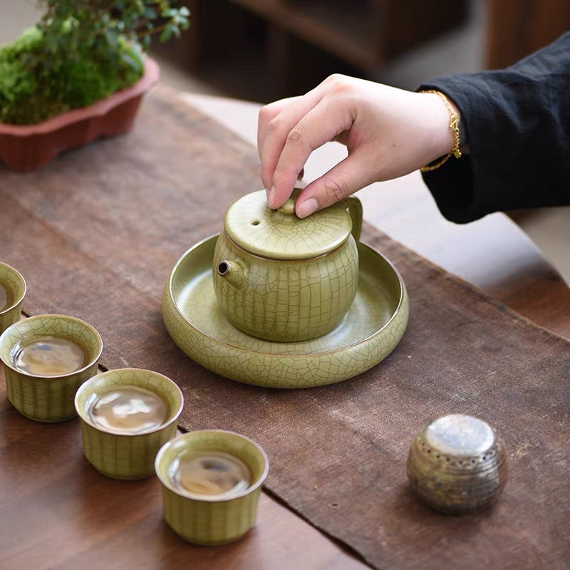 longquan celadon tea sets – 12-Piece Full Set Longquan Celadon Ge-Kiln Tea Set by Kungfuyang
