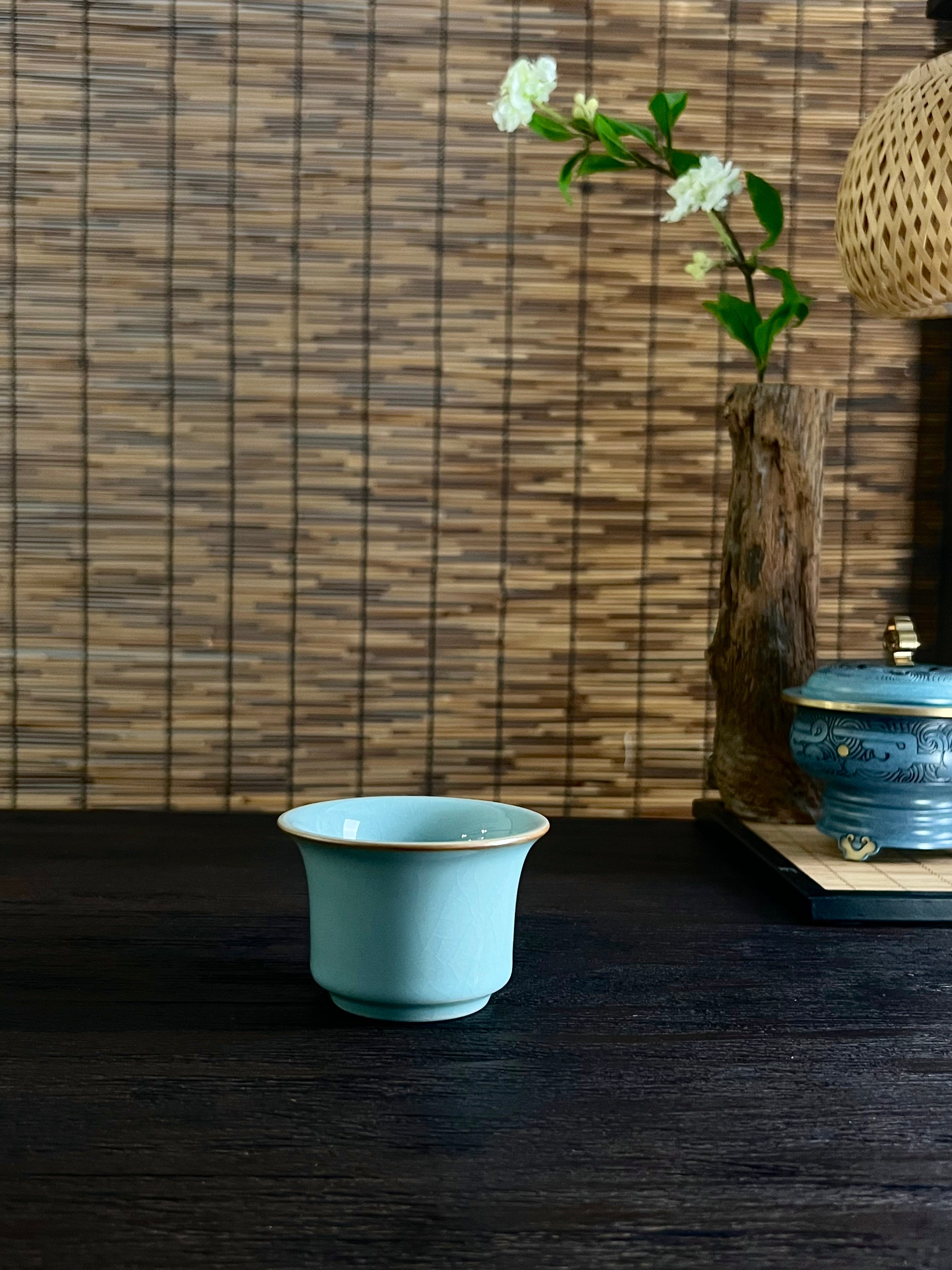 ancient chinese ru ware cup – Ru Ware Hoof-shape Teacup Underglaz Cracking Ru Kiln Teaware by Kungfuyang