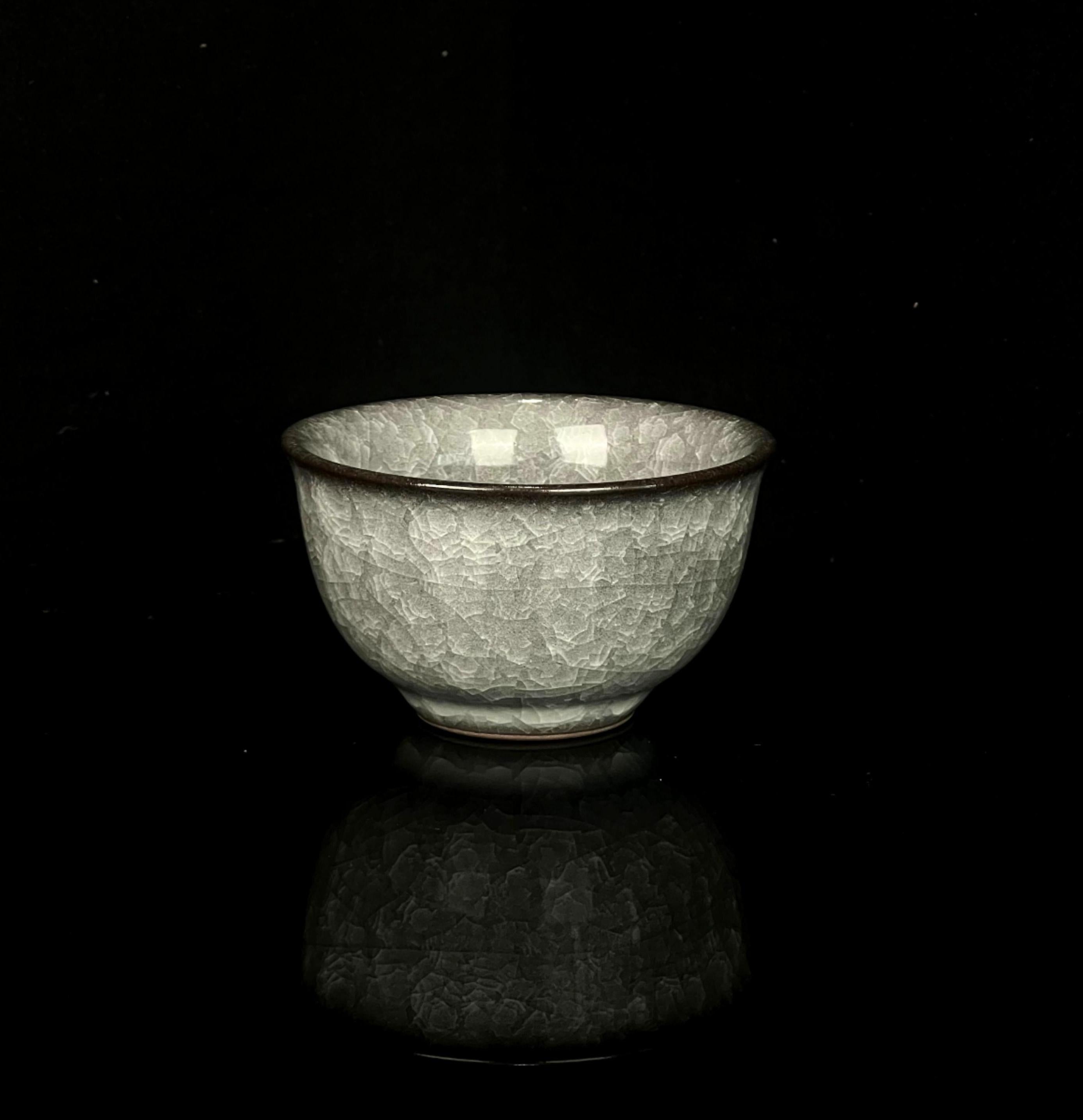 ancient style celadon cup ice crackle – Longquan Celadon black ice-crack pattern Teacup by Kungfuyang