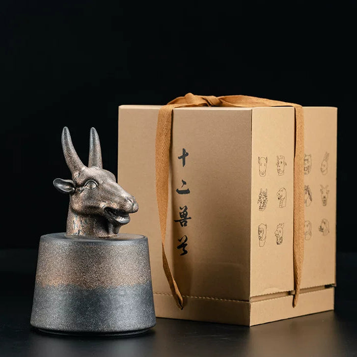animal head tea storage canister 1000ml – Zodiac Animal Head Rustic Tea Canister 1000ml by Kungfuyang