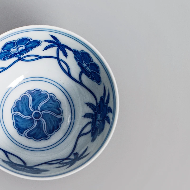 antique chinese blue and white porcelain – Ming Chenghua Blue and White Okra Palace Bowl Replica Tea Bowl by Kungfuyang
