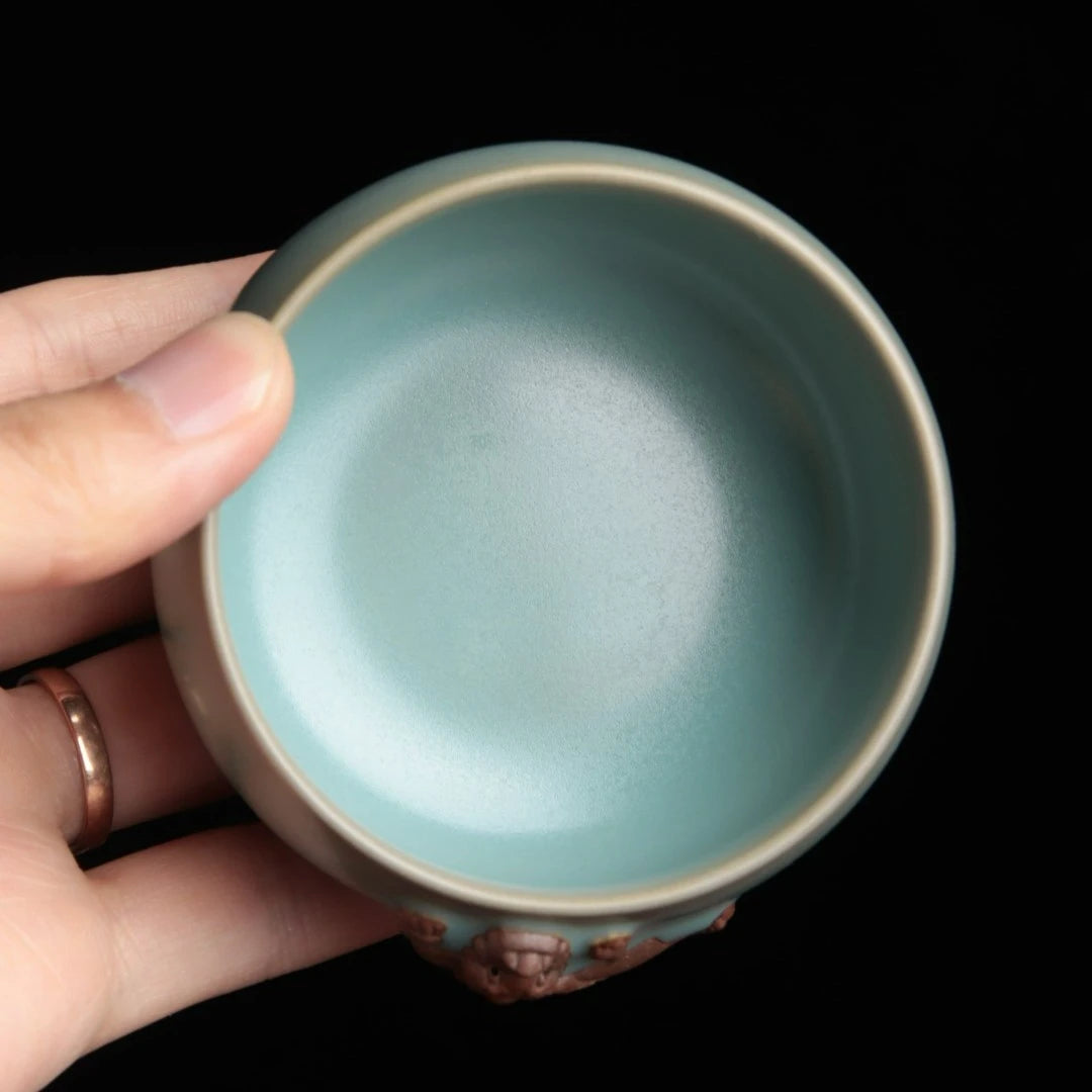 antique galze teacup – Ru Porcelain Antique Finish Glaze Pixiu Teacup 120ml by Kungfuyang