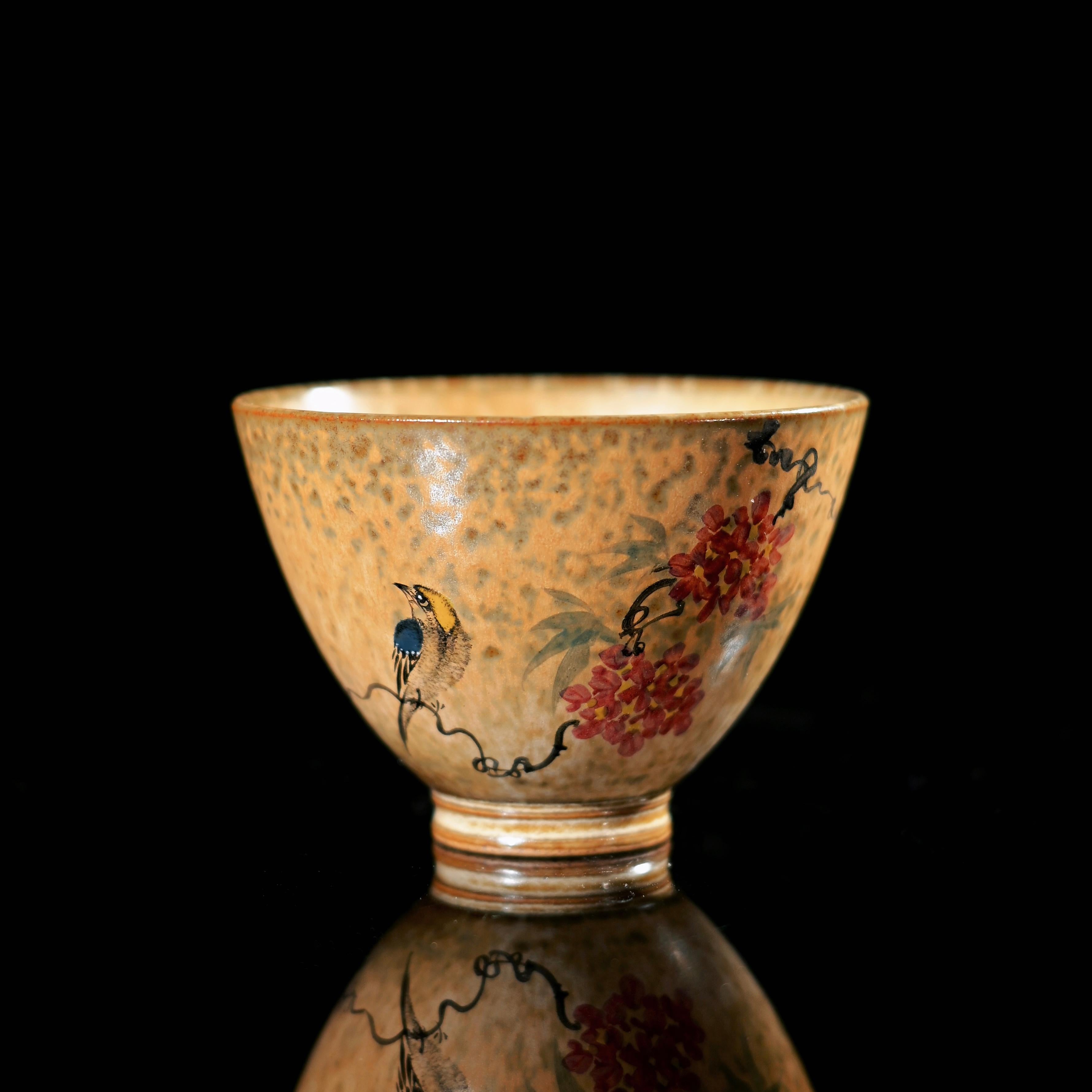 authentic jingdezhen crafted teacup – Jingdezhen Hand-Painted Chinese Bird-and-Flower Douli Cup by Kungfuyang