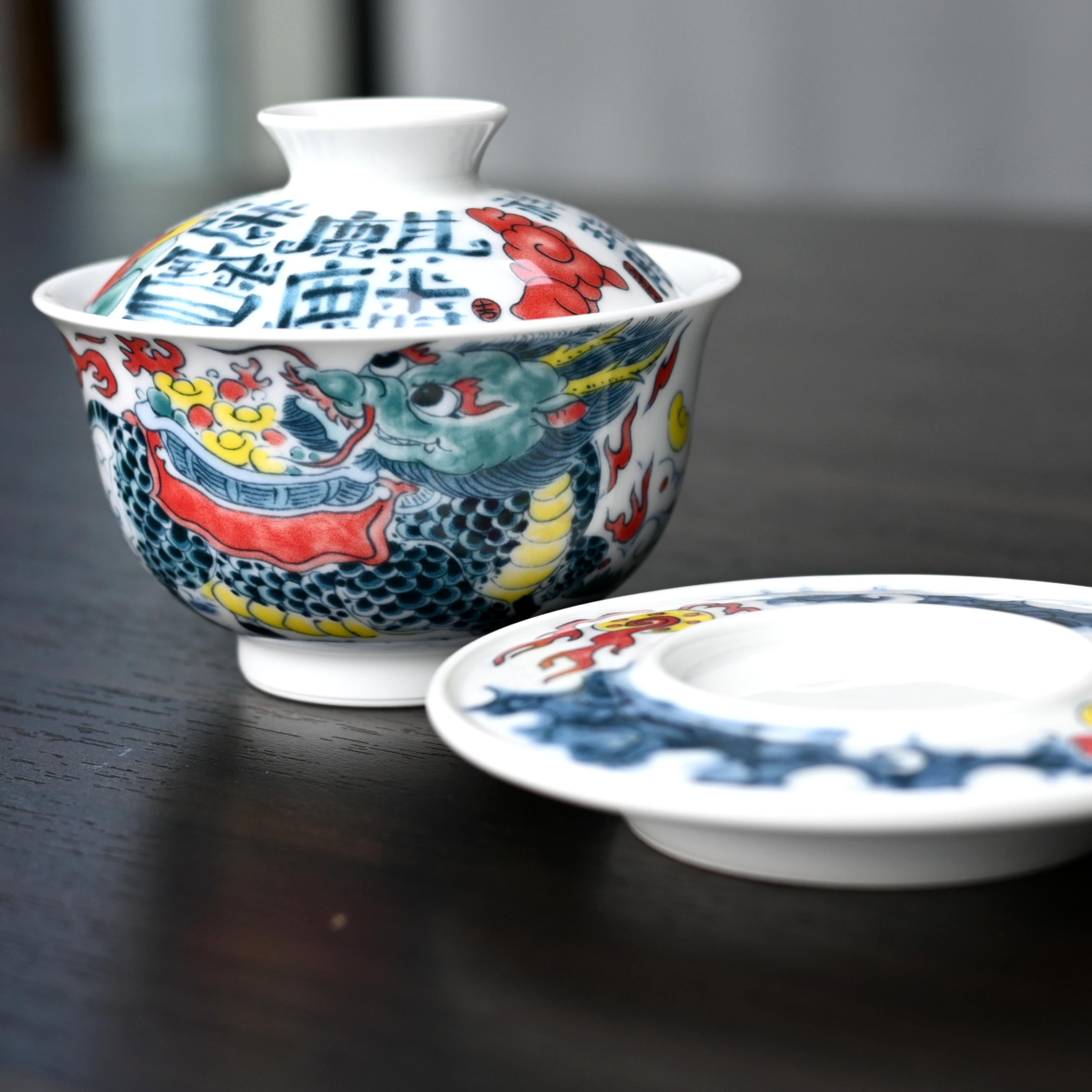 Kungfuyang Underglaze multicolor Hand-Painted Gaiwan with Chinese-style, product view 5
