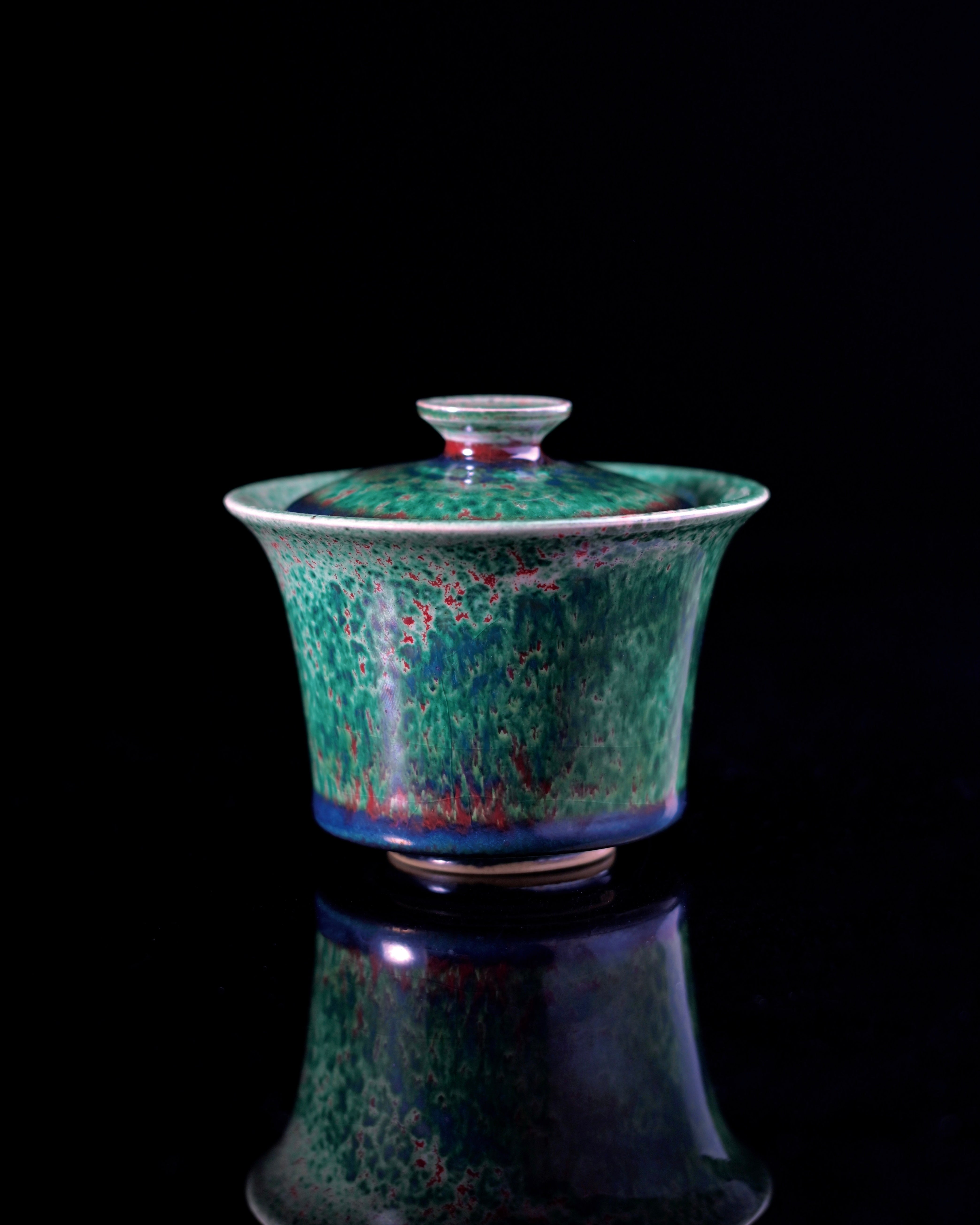 jun ware green glaze gaiwan – Jun Ware Green Flambé Gaiwan – A Whisper of Enchanted Forests by Kungfuyang