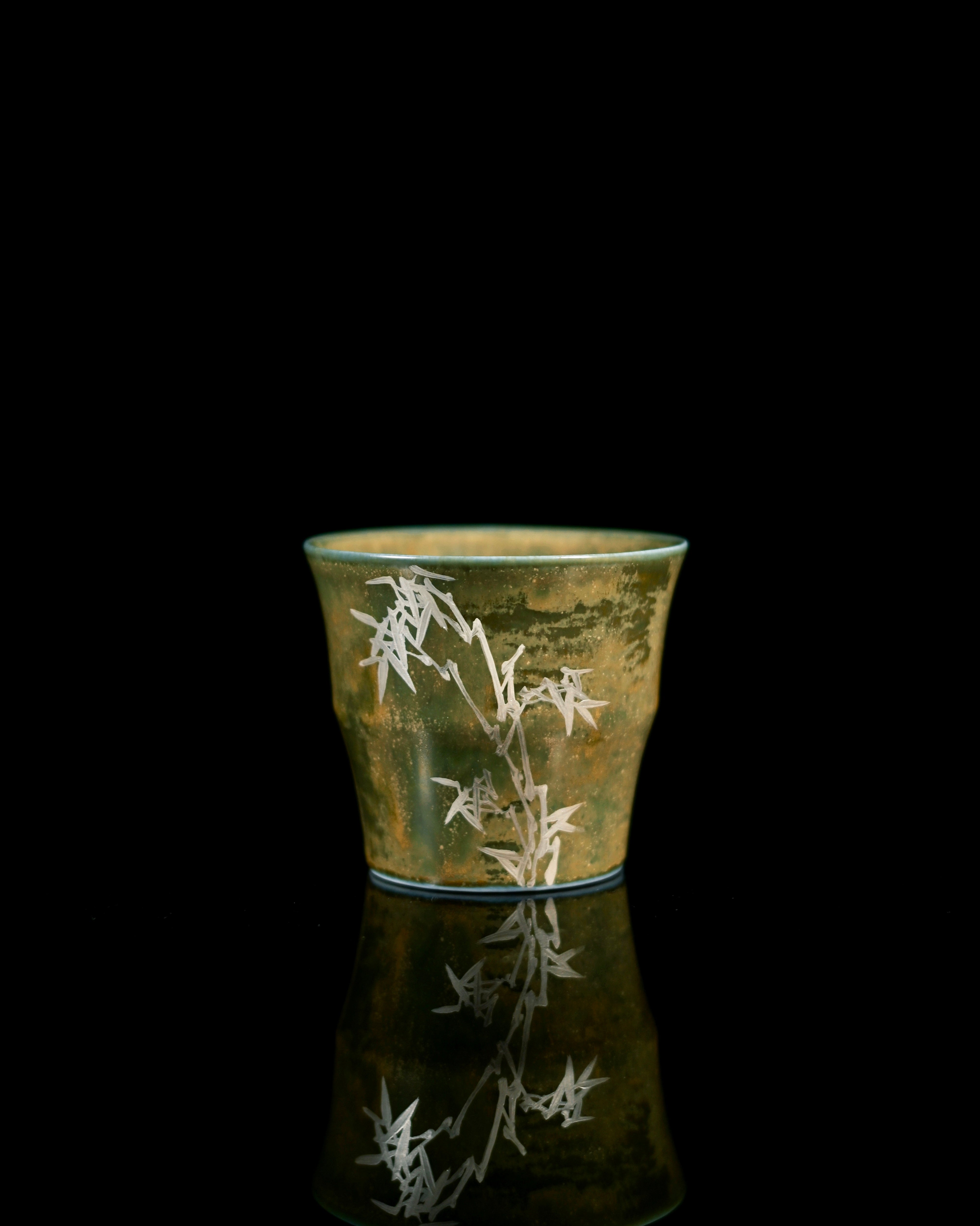 bamboo rhythm ceramic cup – Jingdezhen Hand-Painted Gold-Traced Bamboo Cup by Kungfuyang