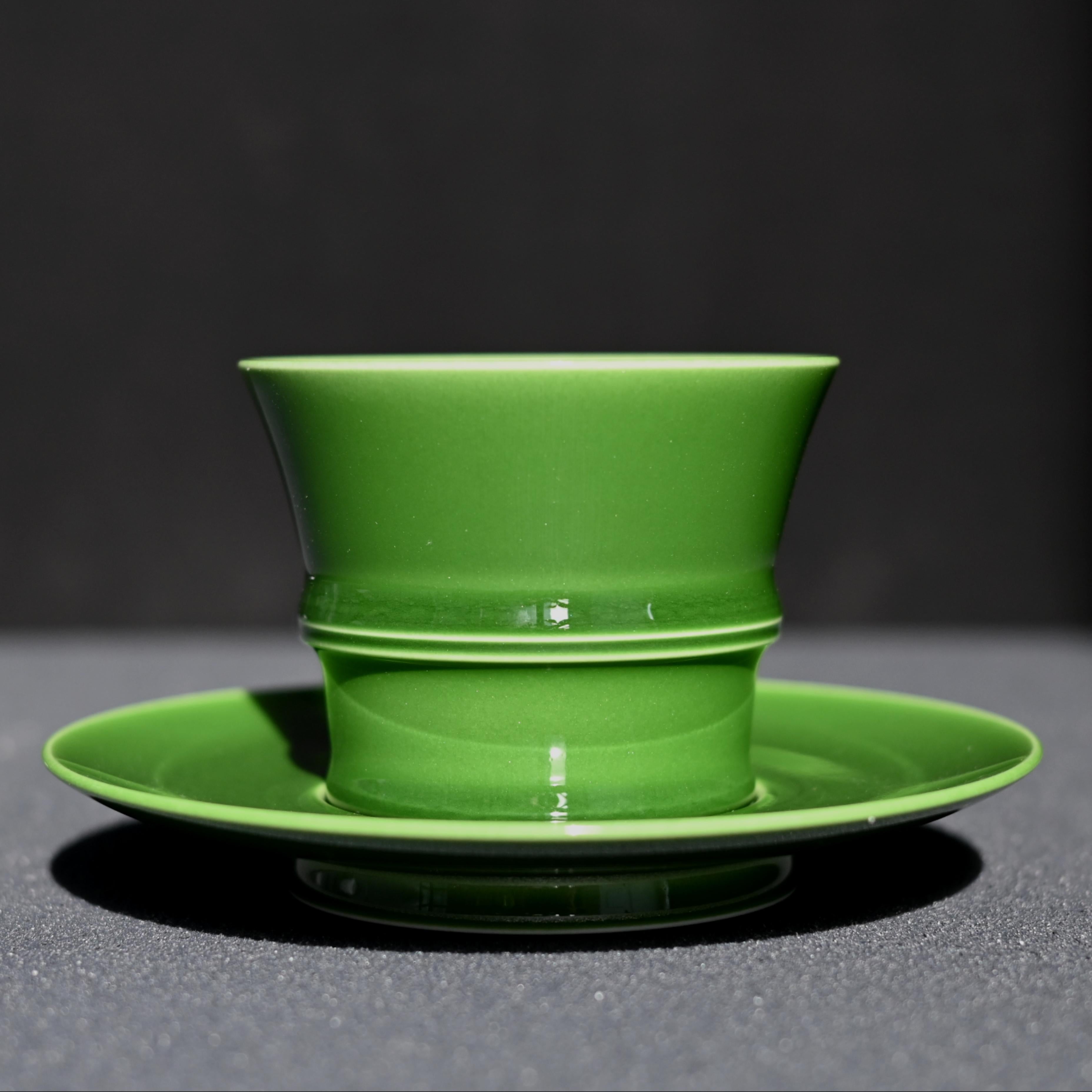 bamboo shape ceramic coffee mug – Handcrafted Jade Green Bamboo Coffee / Teacup by Kungfuyang