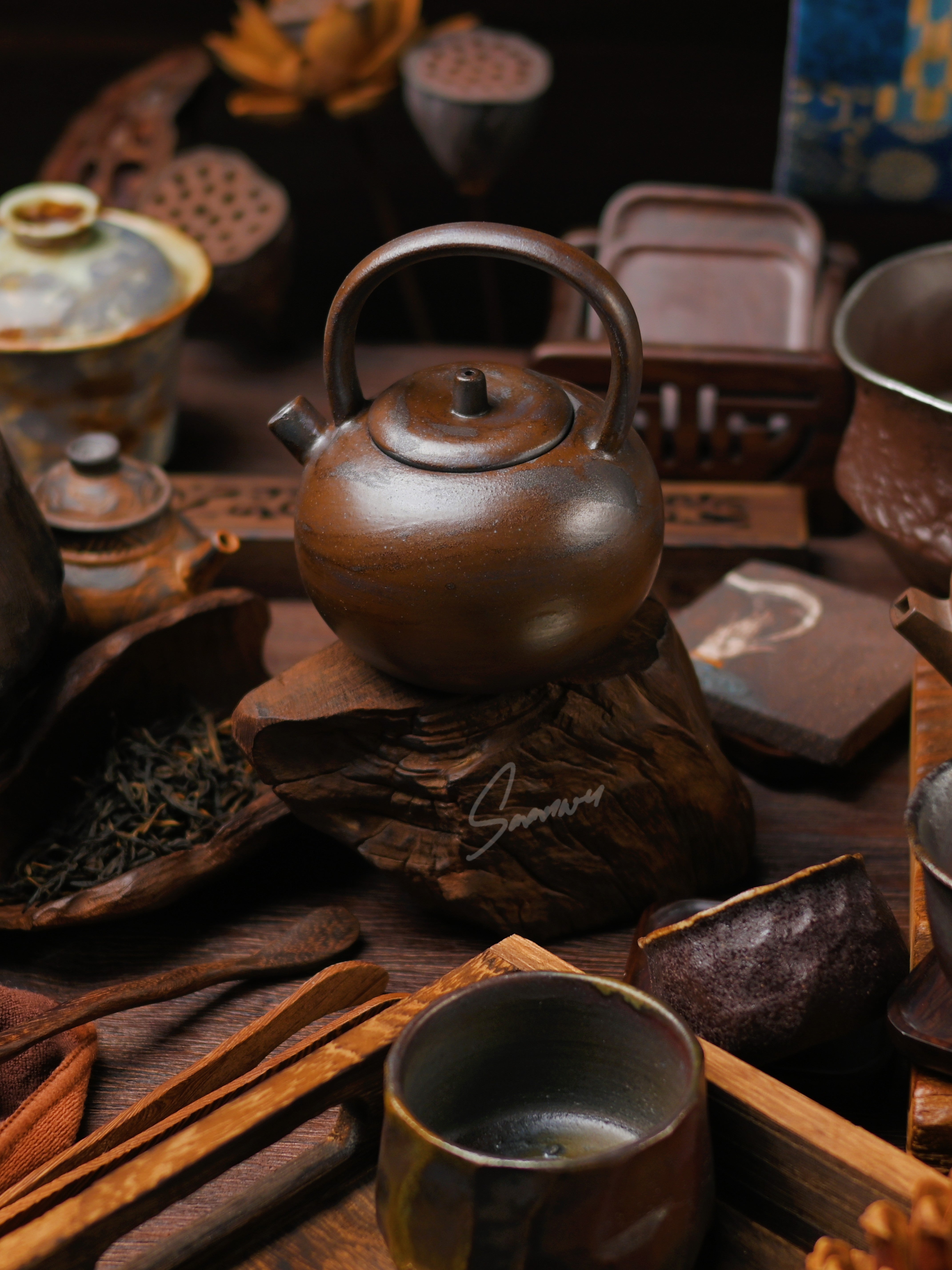 bizen yaki handle teapot – Retro Coarse Clay Arichaic Design Handle Teapot by Kungfuyang
