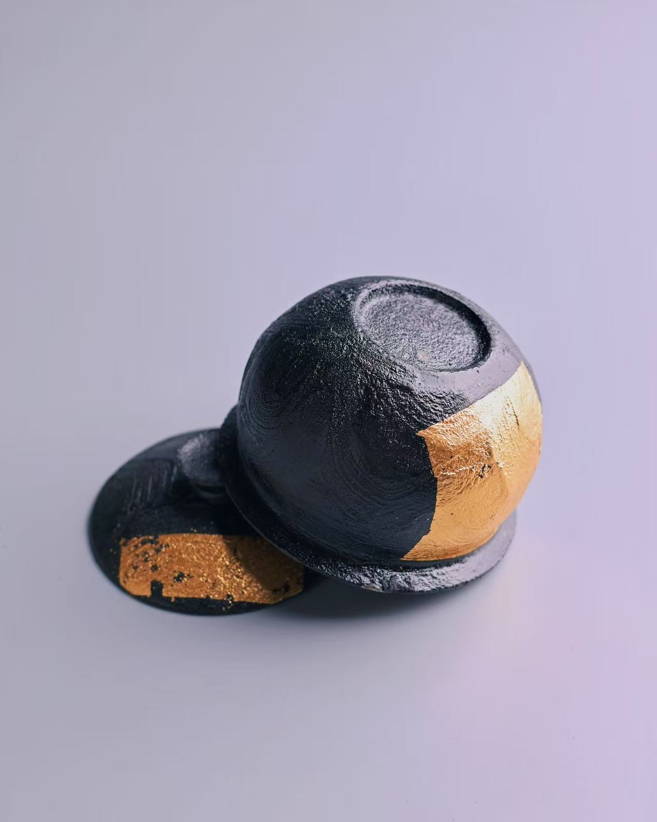 black glaze wabi sabi ceramic gaiwan – Wabi-Sabi Coarse Clay Gold Accented Gaiwan by Kungfuyang