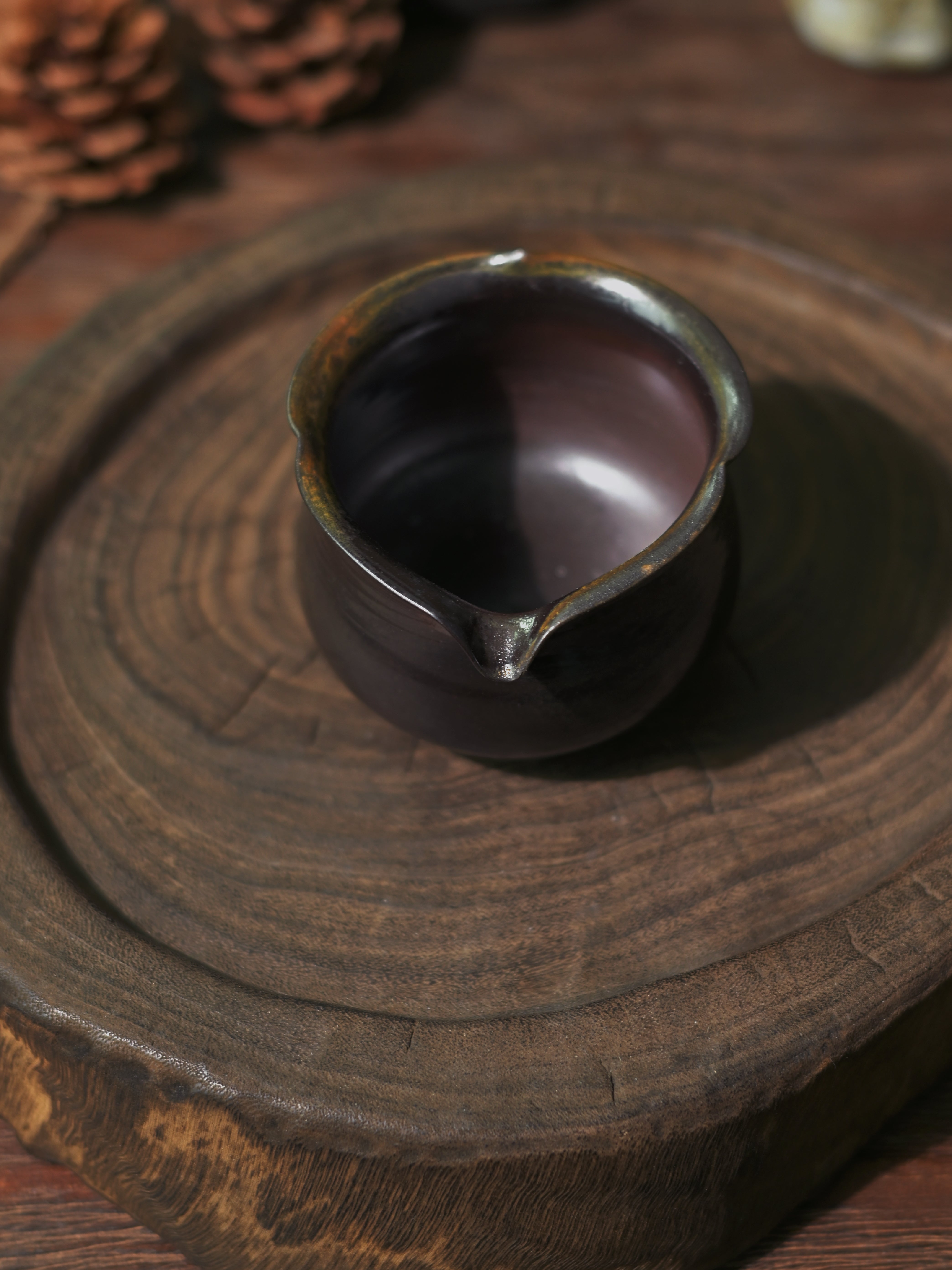 black gold mud fairness cup – Unique Piece Wood-Fired Artisan Black Gold Mud Fairness Cup by Kungfuyang