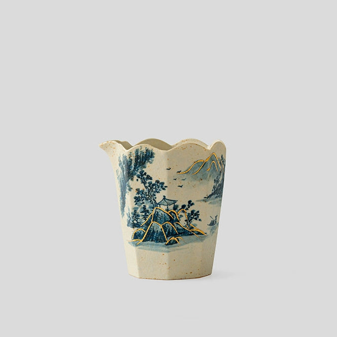 blue and white porcelain fair cup with – Blue and White Porcelain Fair Cup with Hand-Painted Landscape by Kungfuyang