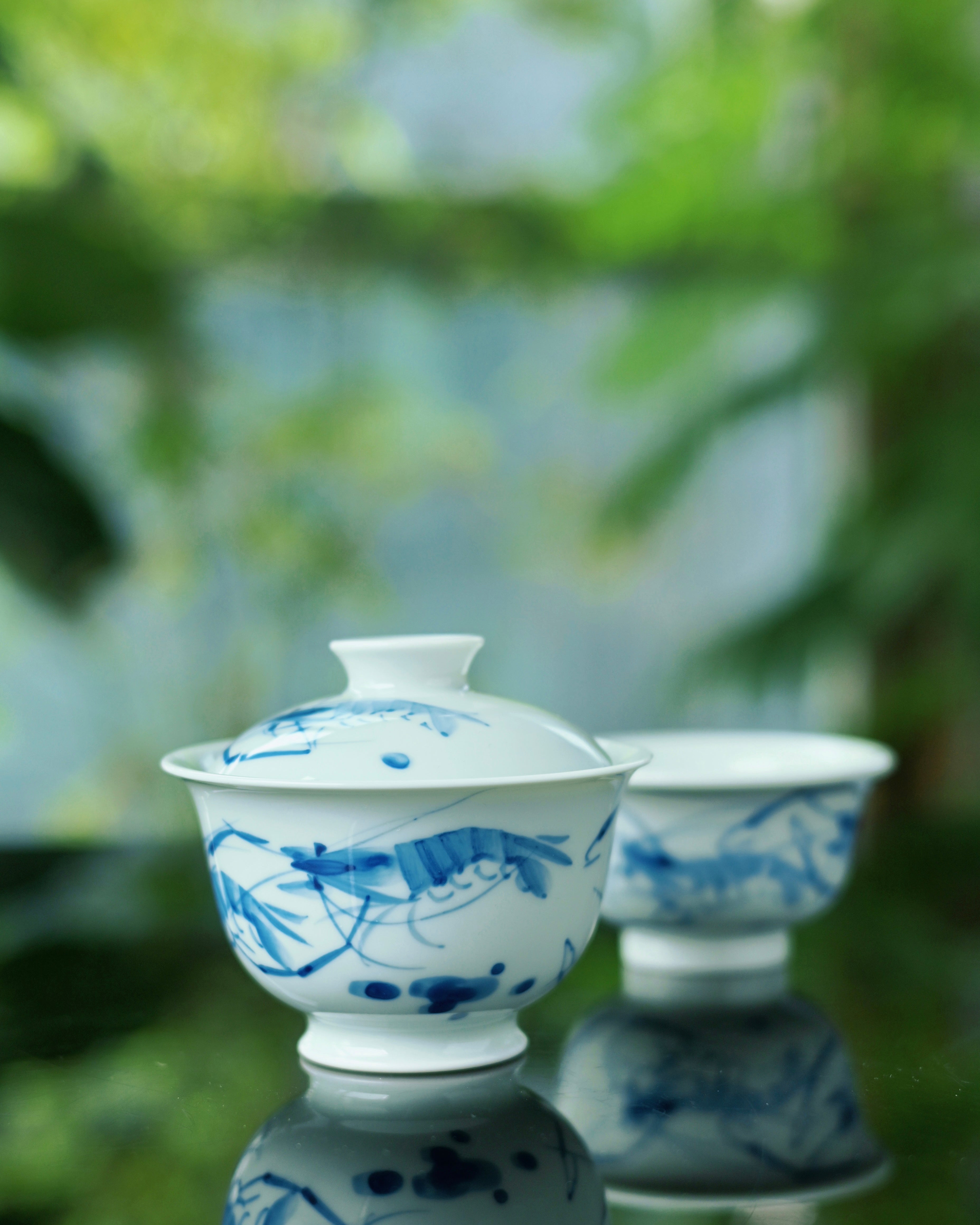 blue and white porcelain gaiwan set with – Jingdezhen Hand-Painted Shrimp Blue and White Porcelain by Kungfuyang