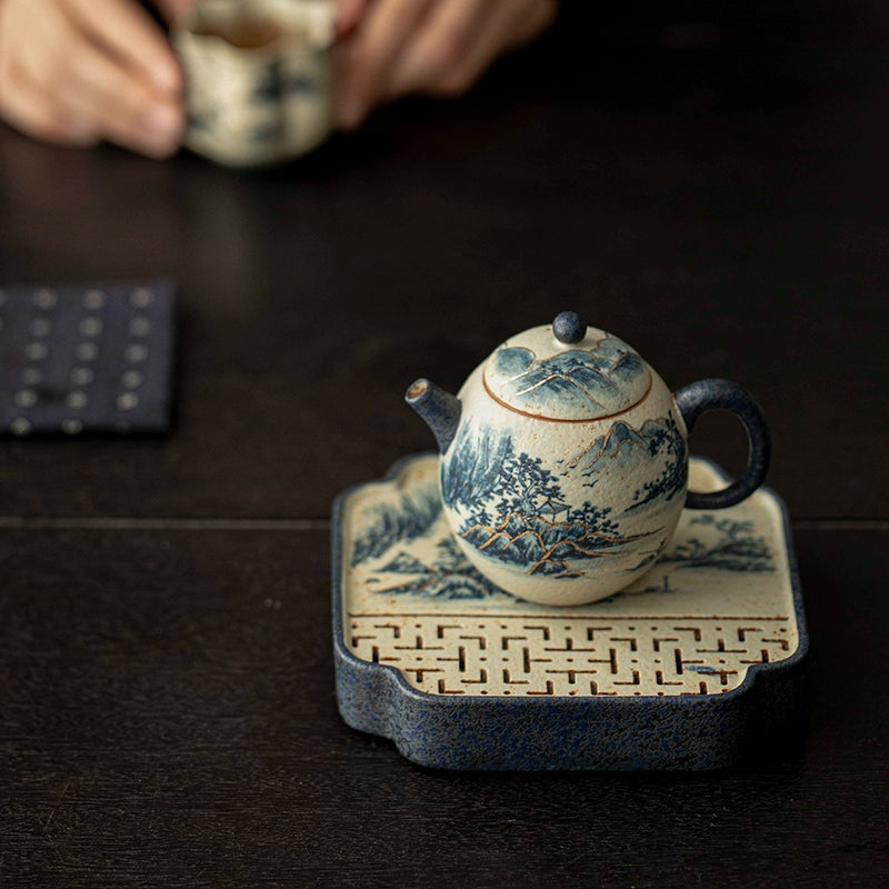 blue and white porcelain hand painted – Blue and White Porcelain Hand-Painted Landscape Dragon by Kungfuyang, view 2-2
