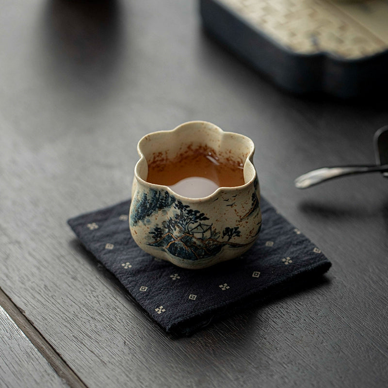 blue and white porcelain hand painted – Hand-Painted Blue and White Porcelain Landscape Petal-shaped by Kungfuyang