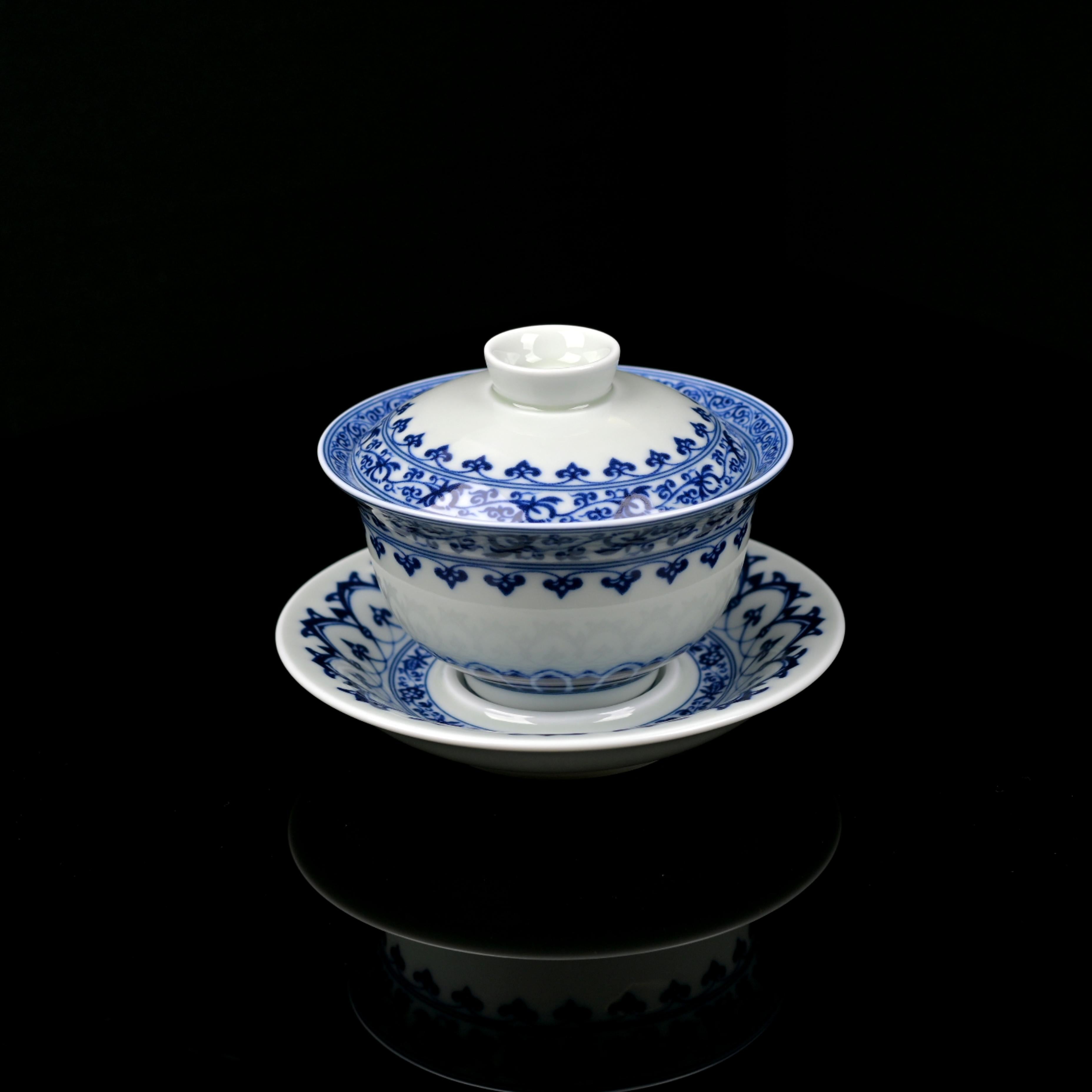blue and white porcelain under glaze – Hand-Painted Jingdezhen Blue and White Ceramic Tea Bowl by Kungfuyang