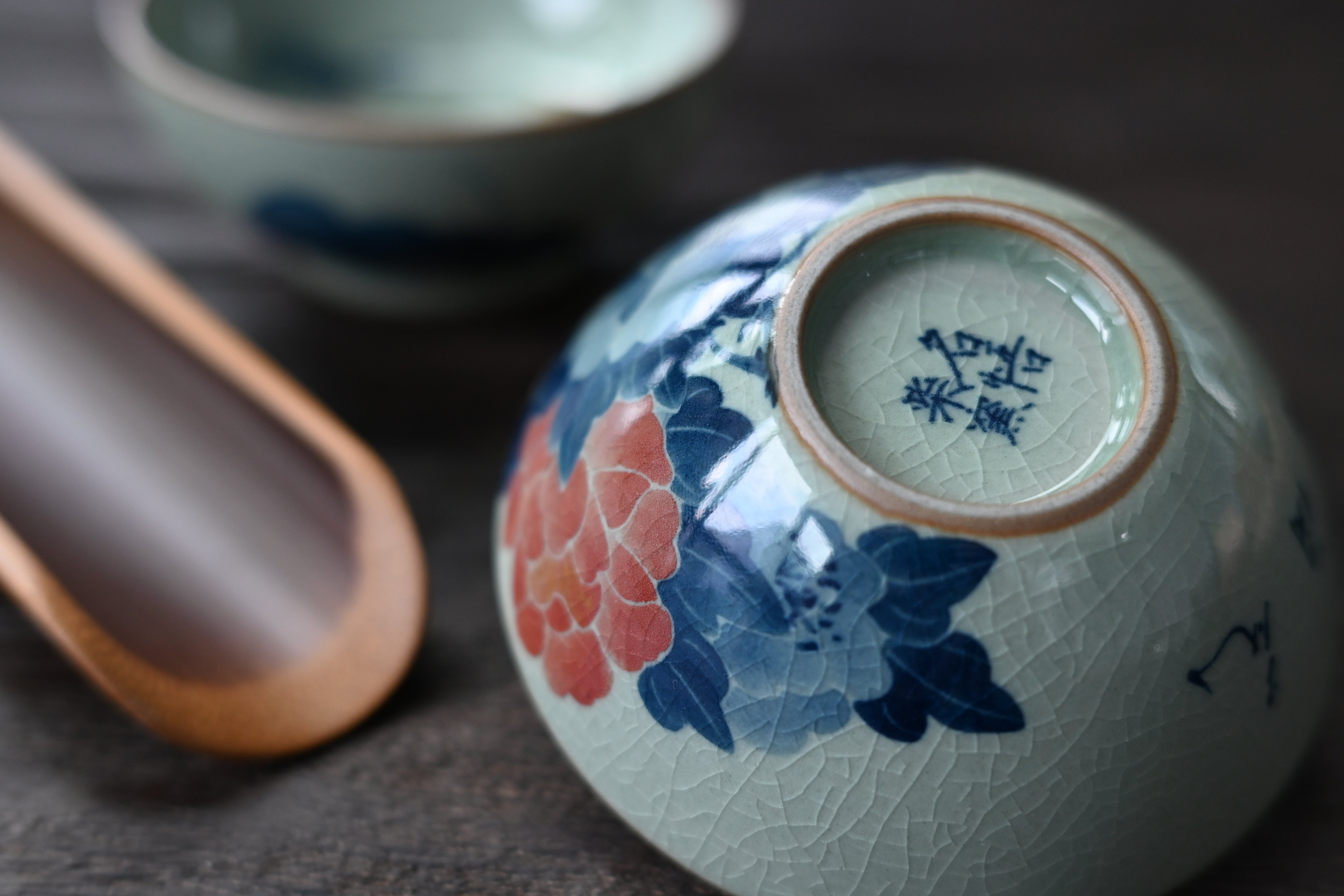 blue and white under glaze painting tea – Jingdezhen Wood-Fired Kiln Old Clay Hand-Painted Peony Blue by Kungfuyang