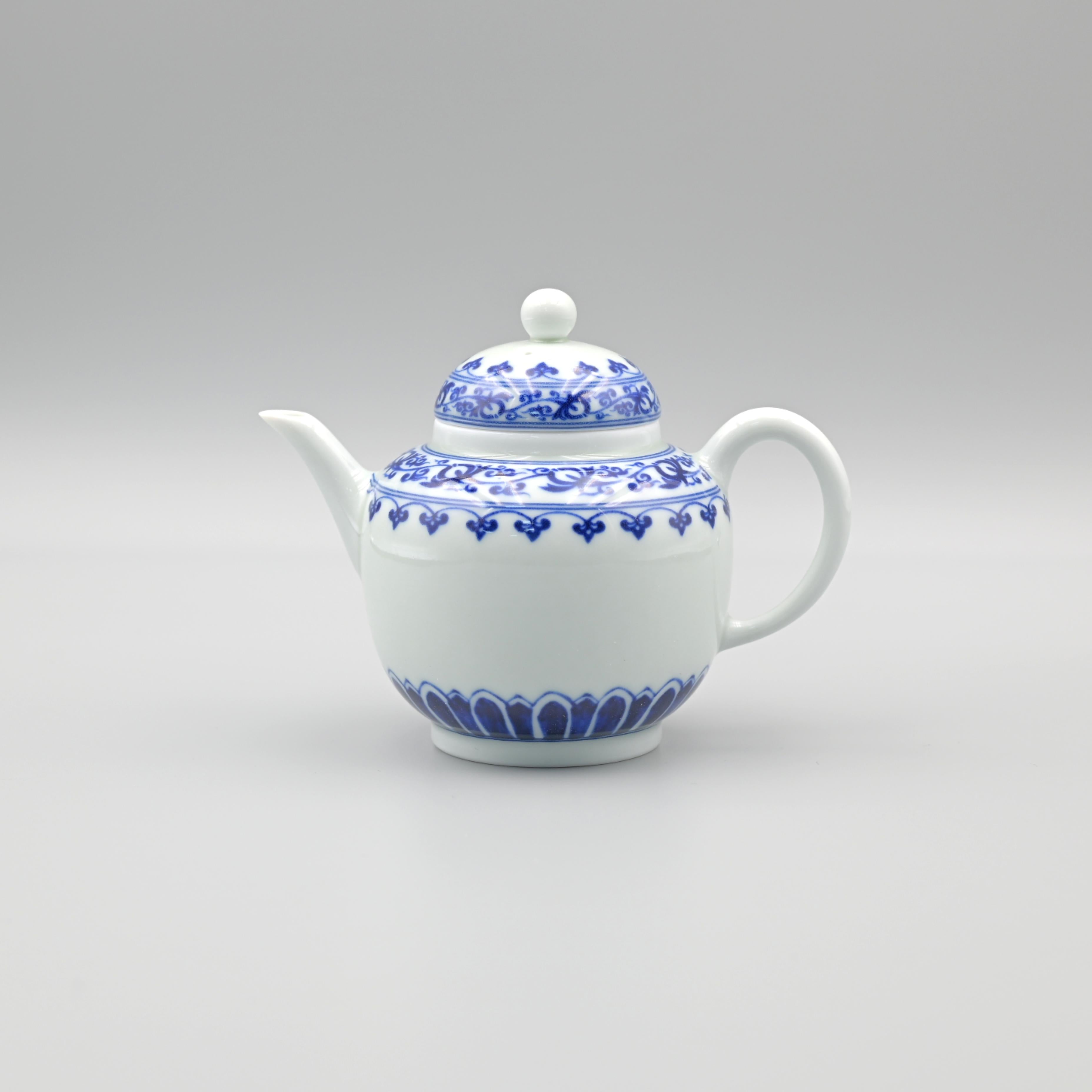 blue and white underglaze teapot – Jingdezhen Blue and White Lotus Scroll Teapot by Kungfuyang