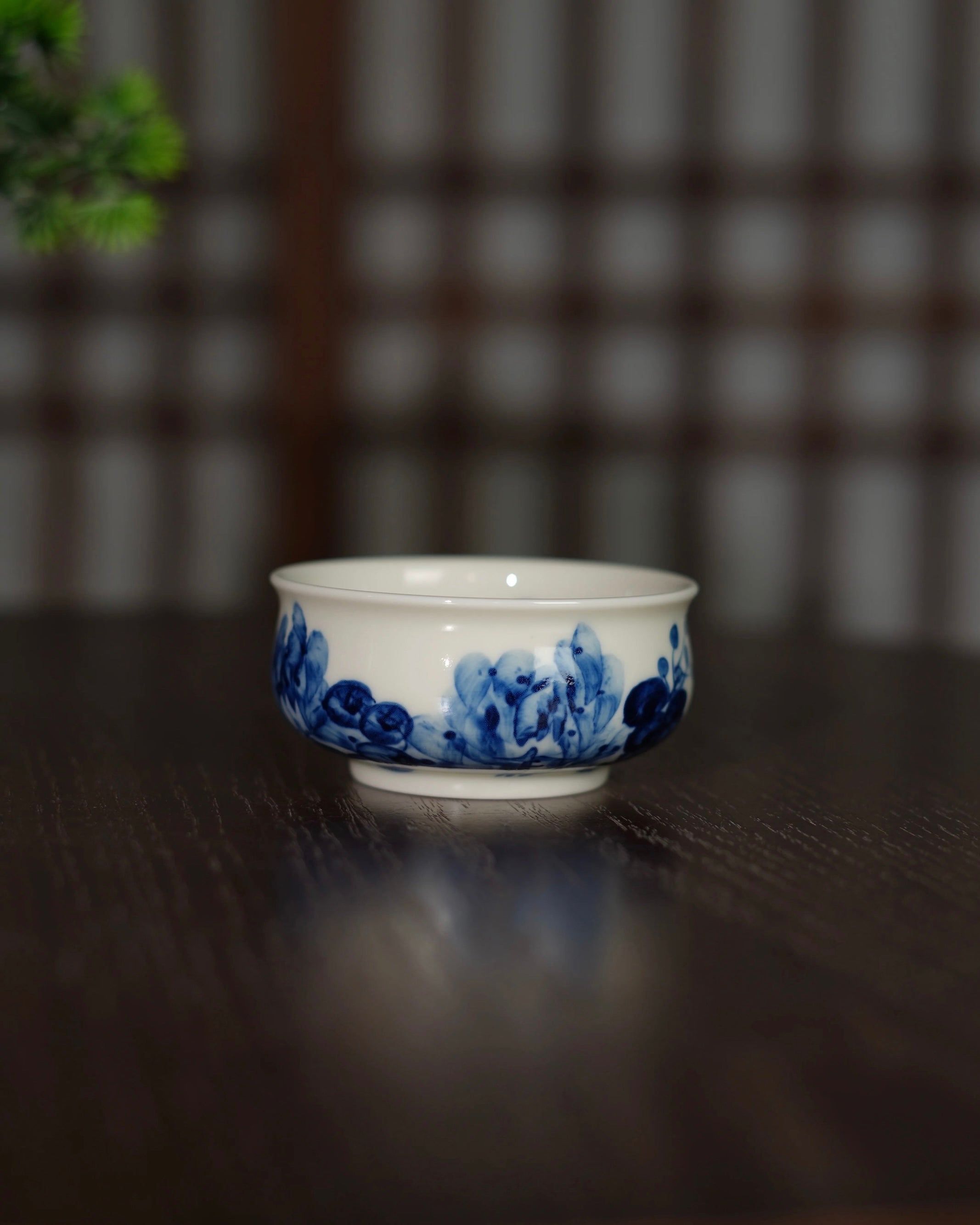 blue white porcelian cup – Jingdezhen Underglaze Blue-and-White Hand-Painted Peony Gaiwan by Kungfuyang