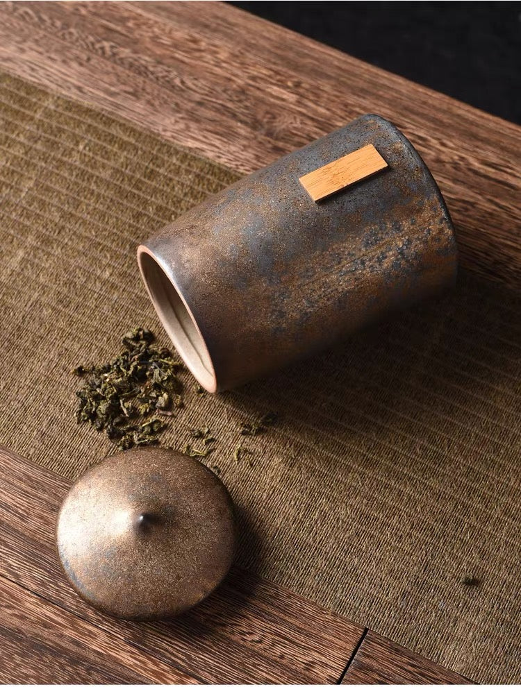 bronze glaze tea can large capacity – Vintage Style Large Capacity Airtight Ceramic Tea Caddy / Tea by Kungfuyang