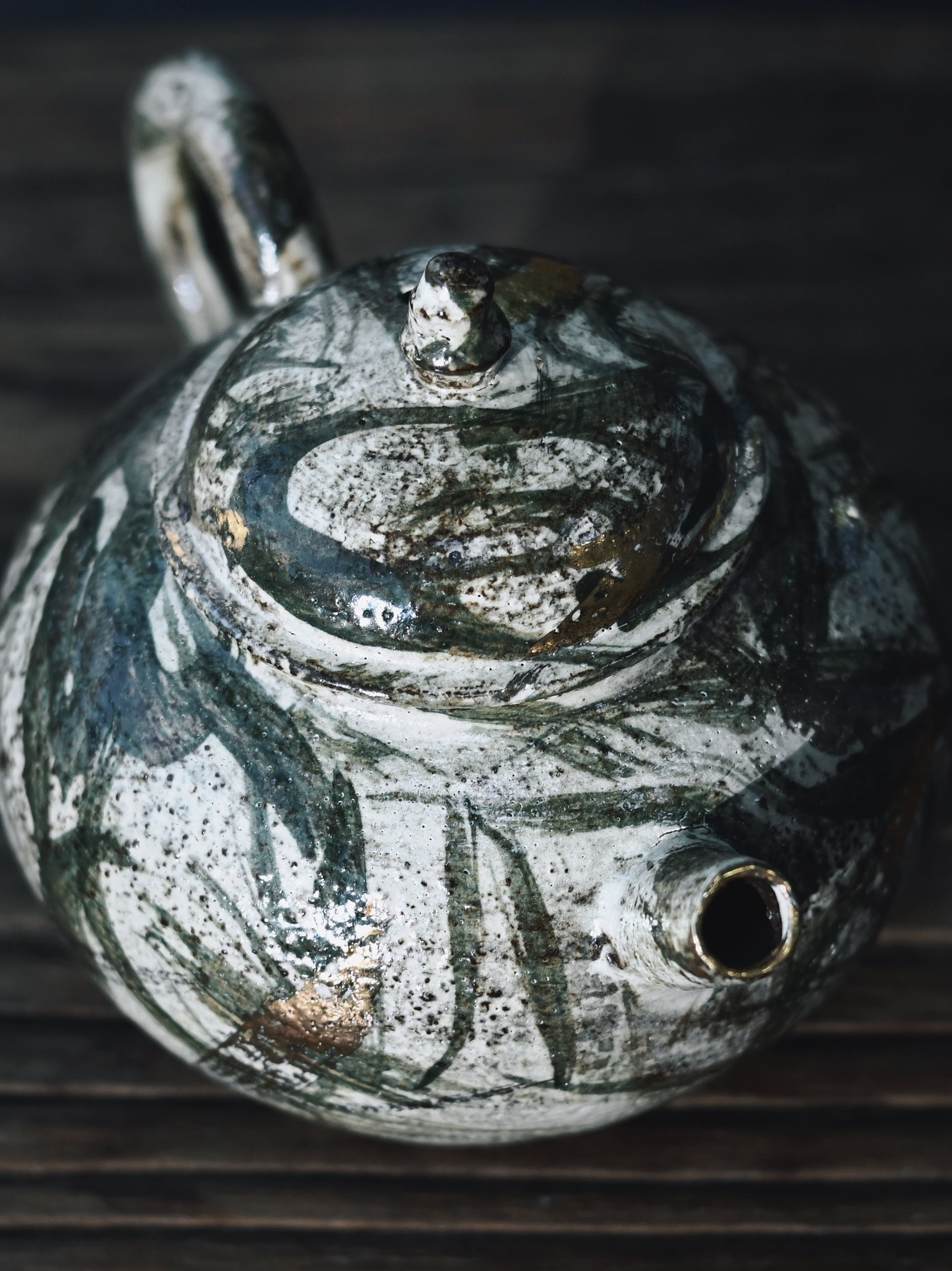 brushstroke textures matte glaze teapot – Old Clay Sketch-Style Hand-Painted Tea Set by Kungfuyang