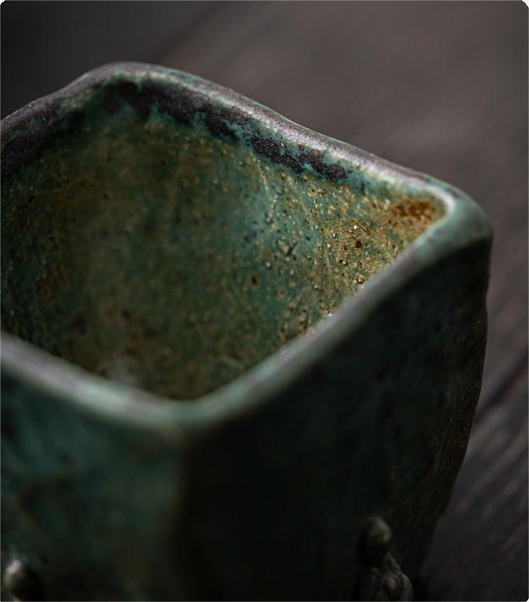 buddha hand carved teacup – Handmade Dunhuang Memory Buddha Bronze Glaze Porcelain Teacup by Kungfuyang