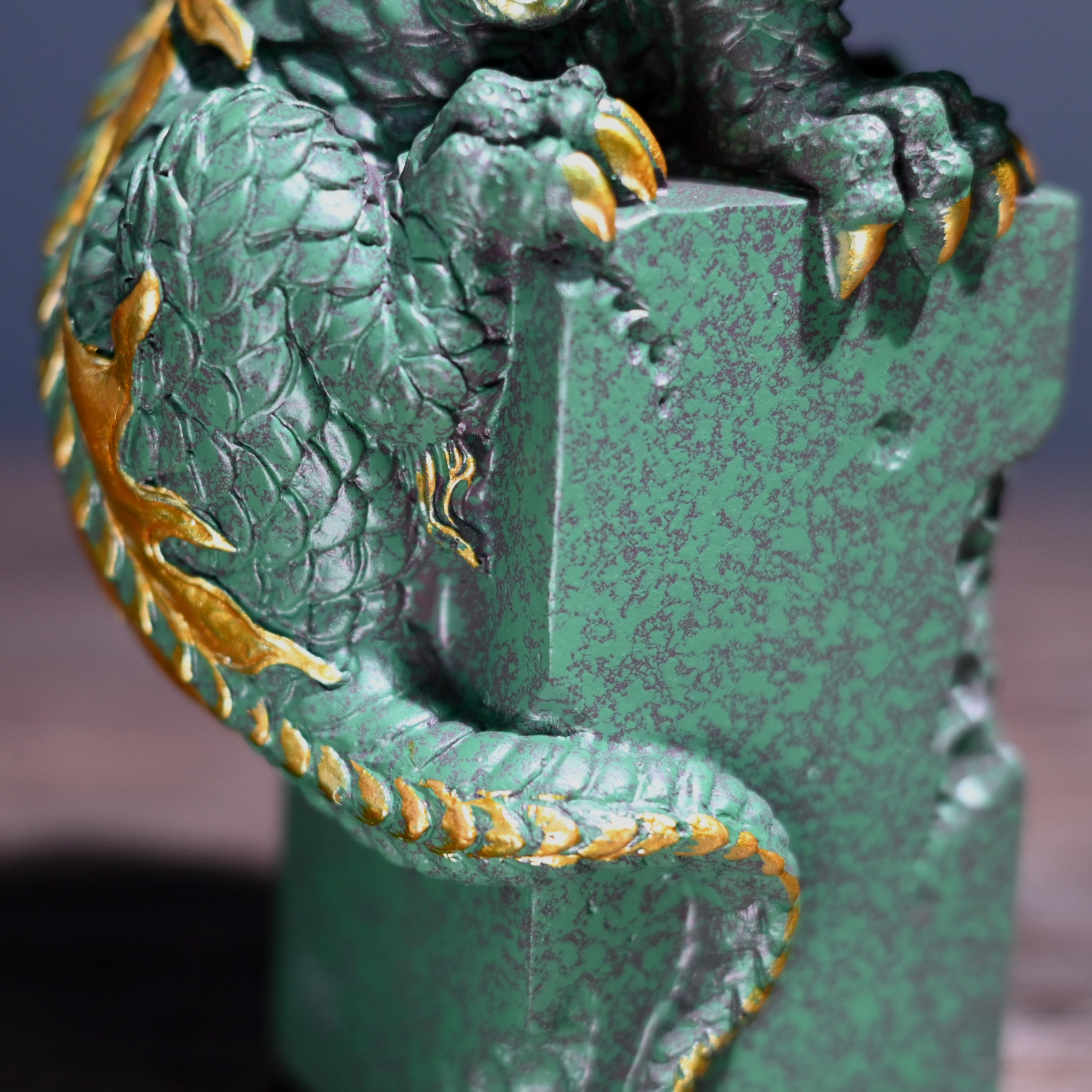 symbolic dragon tea pet green sandstone – Green Sandstone Winding Dragon Ornament Tea Pet by Kungfuyang
