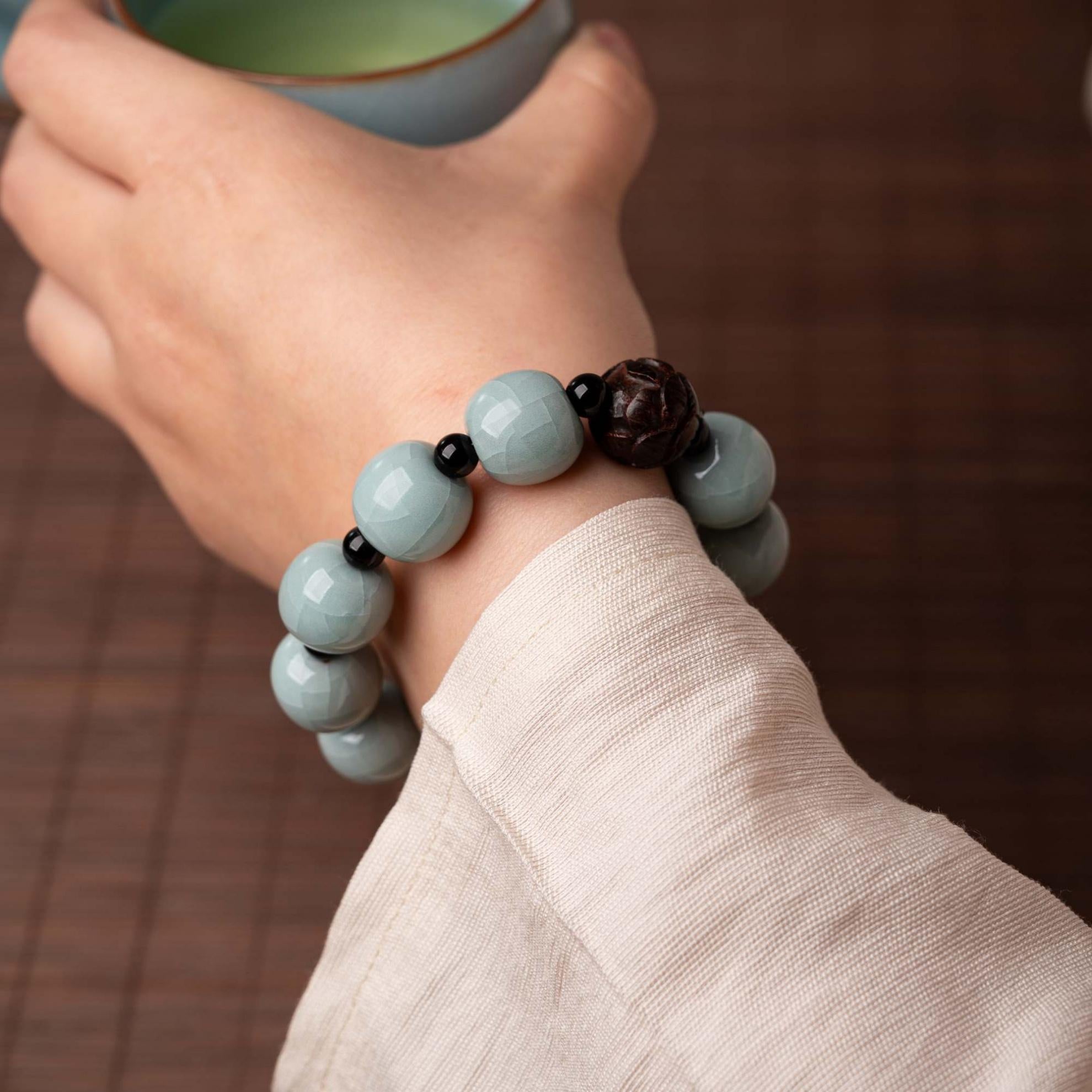 celadon crackled glaze bracelet – Ru Porcelain (Ruyao) Sky Blue Bracelet by Kungfuyang