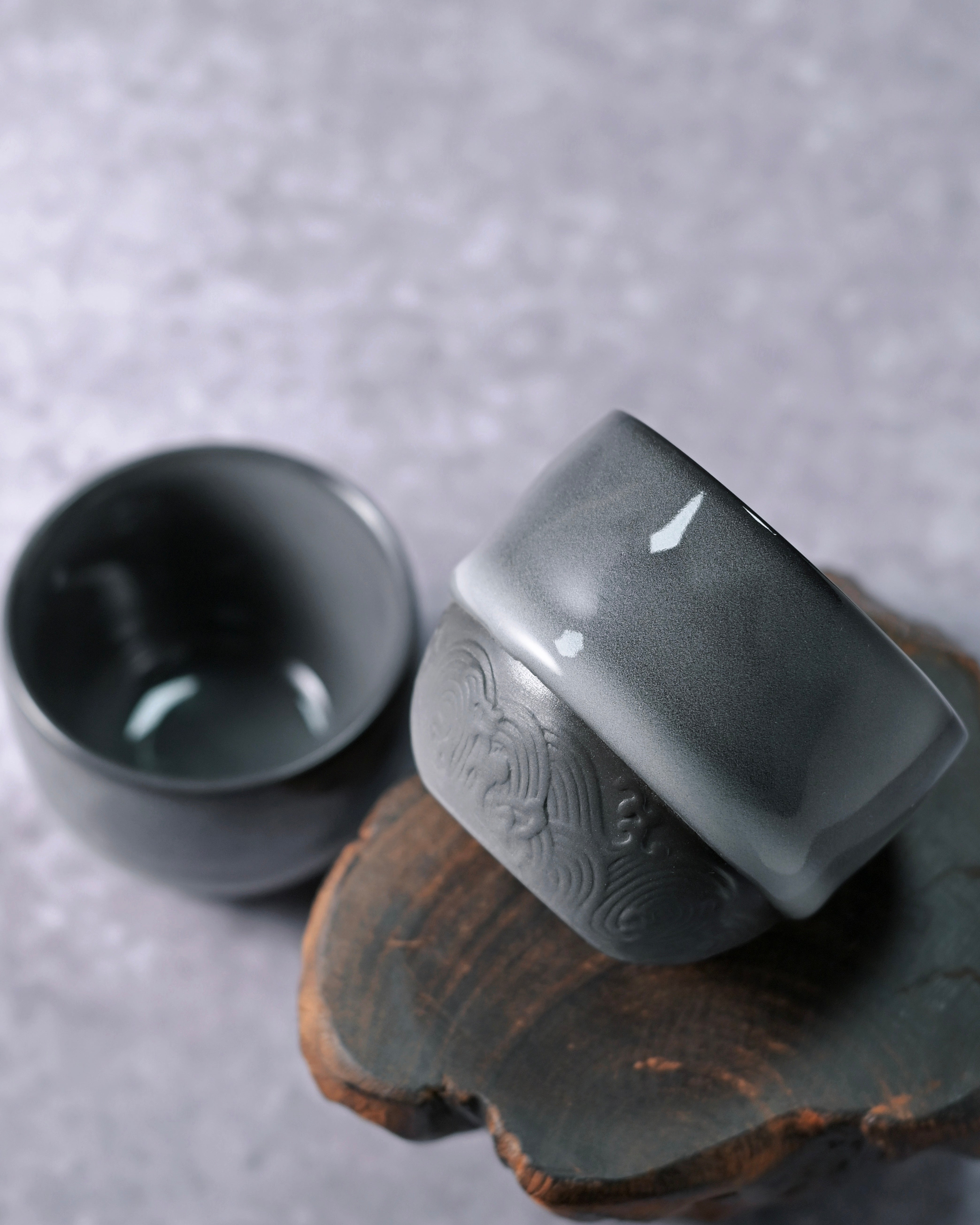 celadon iron rich clay teaware – Longquan Celadon Iron Clay Dark Green Teacup 90ml by Kungfuyang