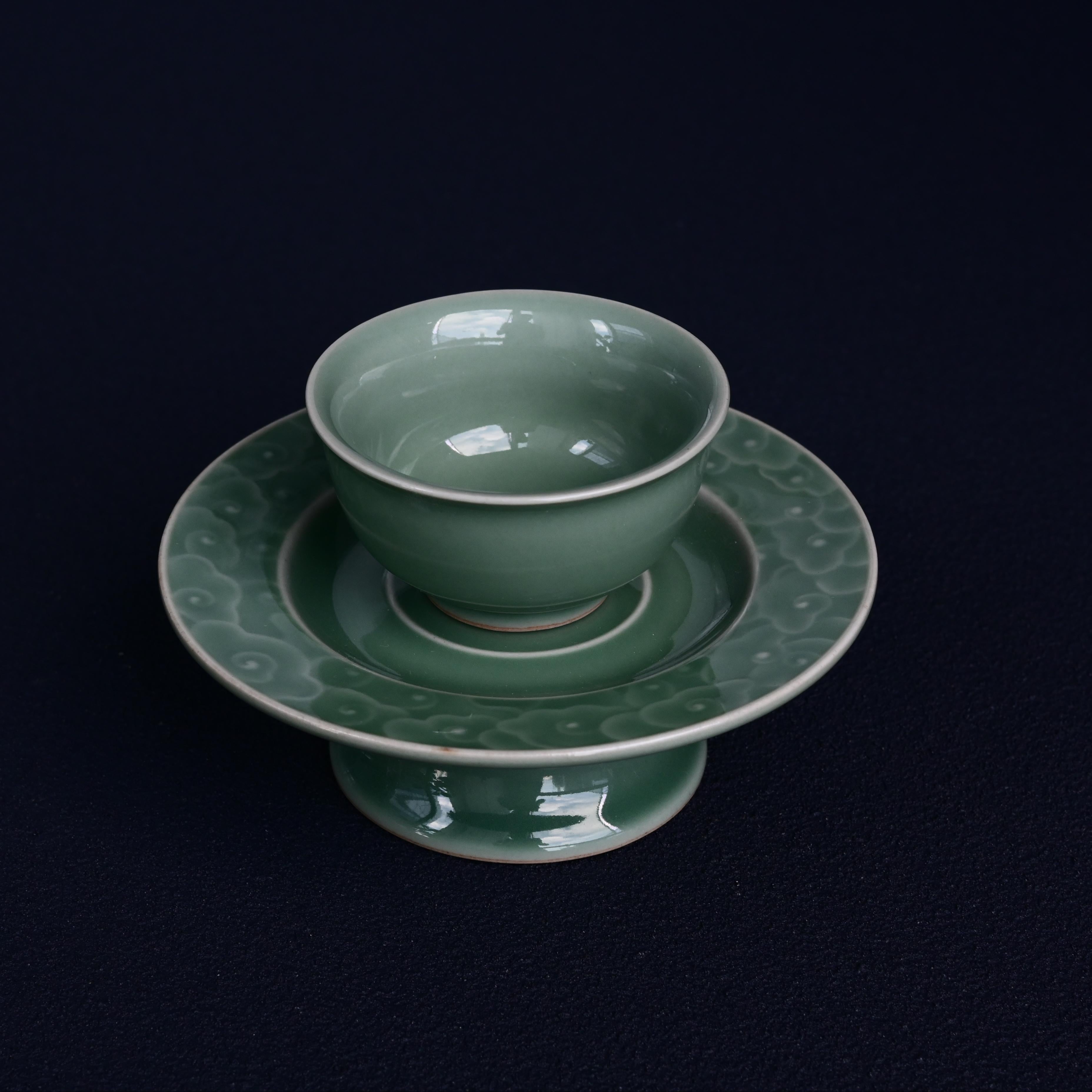 celadon tea ceremony set – Longquan Celadon Song Dynasty-Style Teacup with High-Footed by Kungfuyang