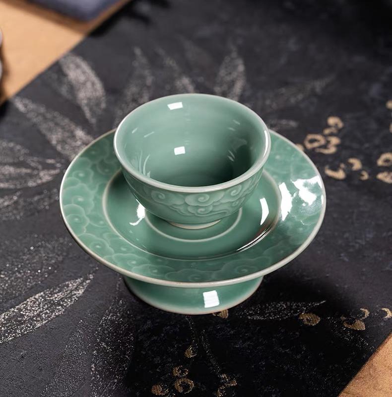 celadon teacup for gongfu tea – Longquan Celadon Song Dynasty-Style Teacup with High-Footed by Kungfuyang