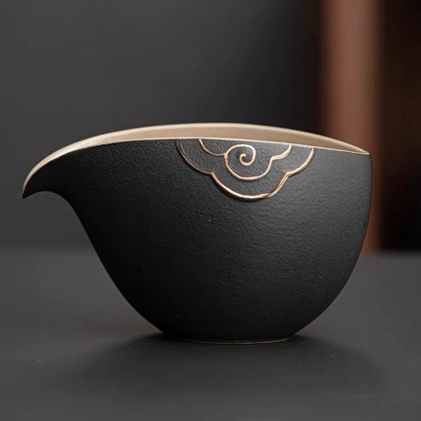 ceramic tea pitcher – Wabi-sabi Style Rustic Clay Tea Pitcher / Fairness Cup (Gong by Kungfuyang