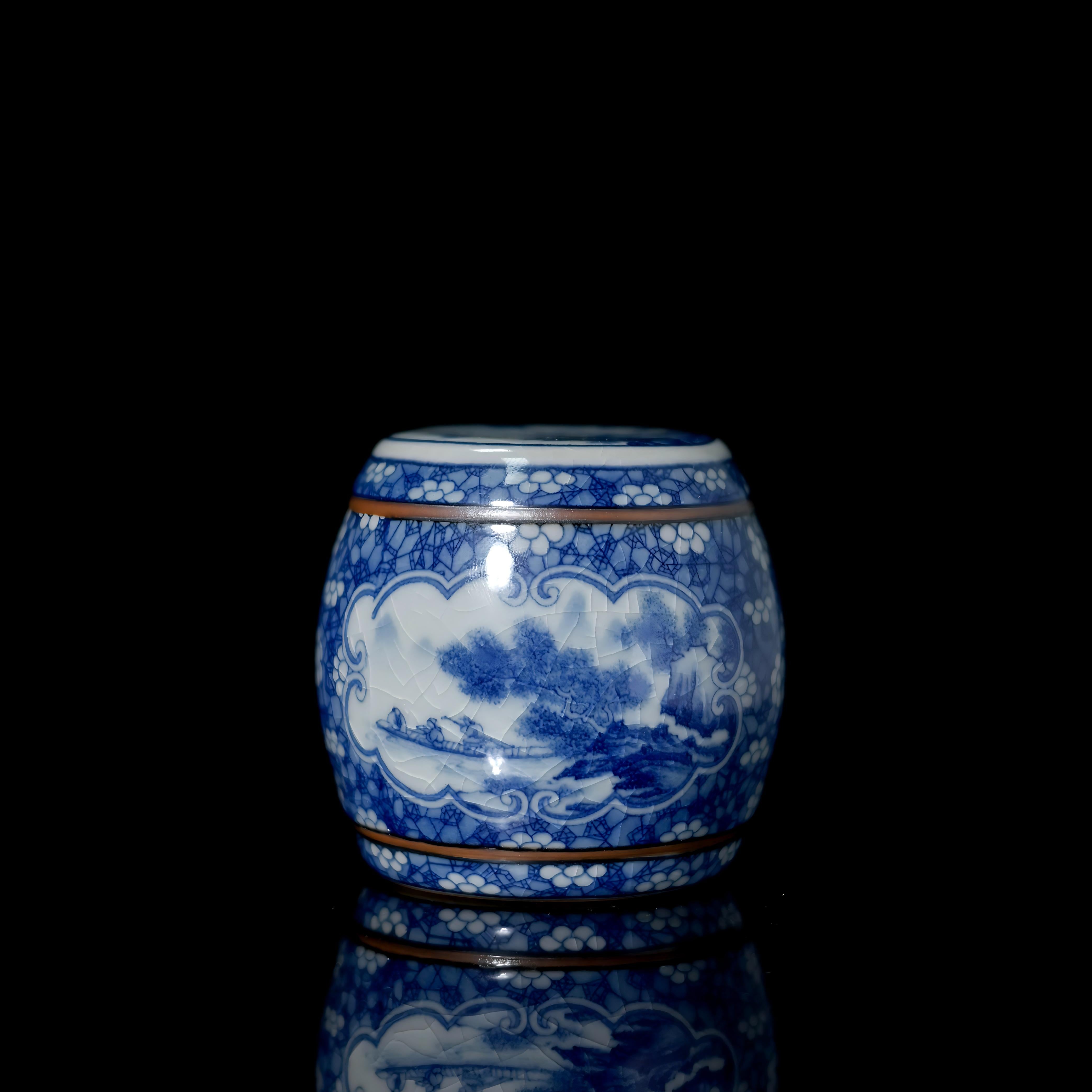 ceramic teapot lid holder – Blue-and-White Archaic Glaze Gaiwan / Teapot Lid Holder by Kungfuyang
