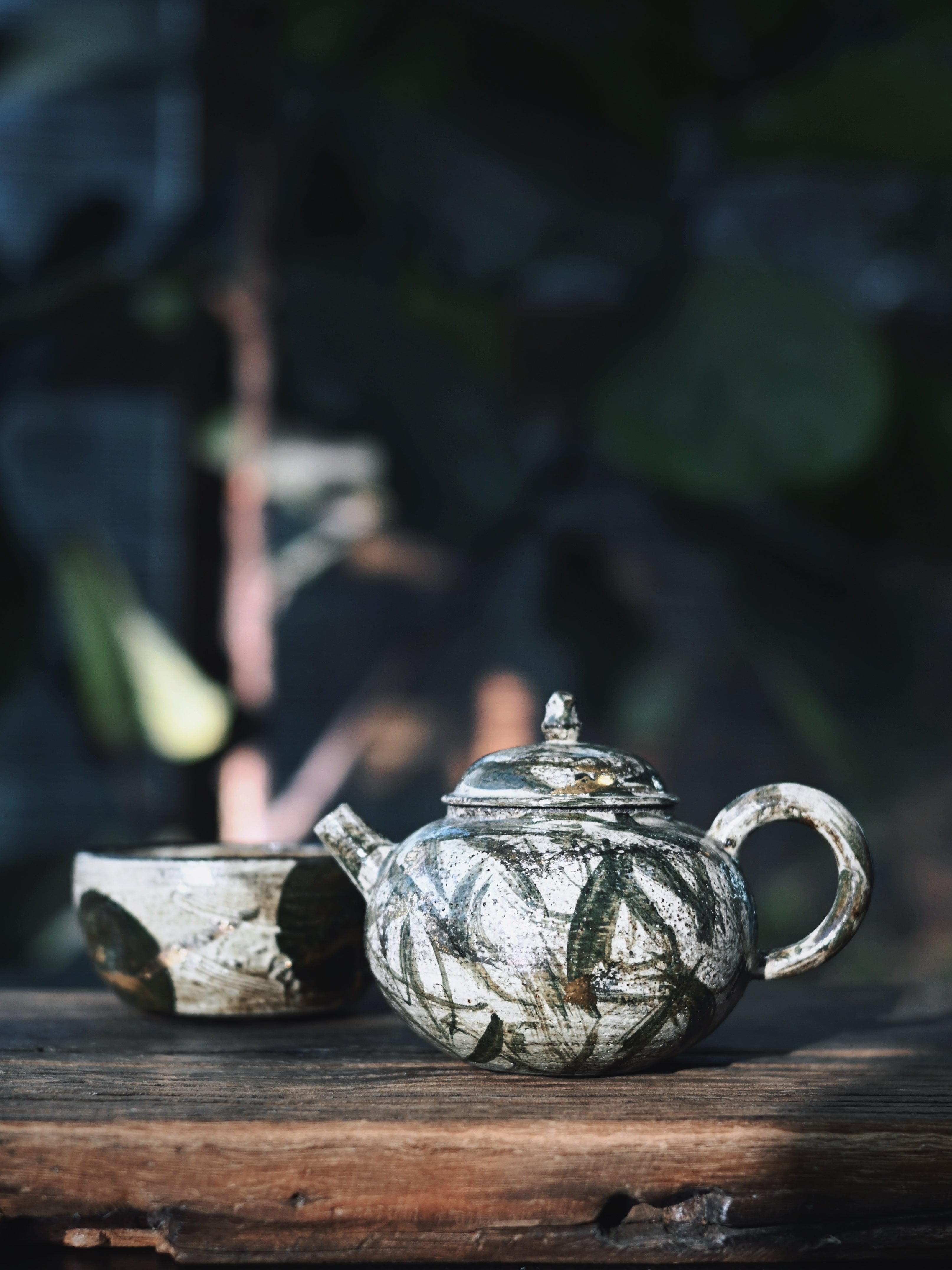 hand painted minimalist ceramic tea set – Old Clay Sketch-Style Hand-Painted Tea Set by Kungfuyang