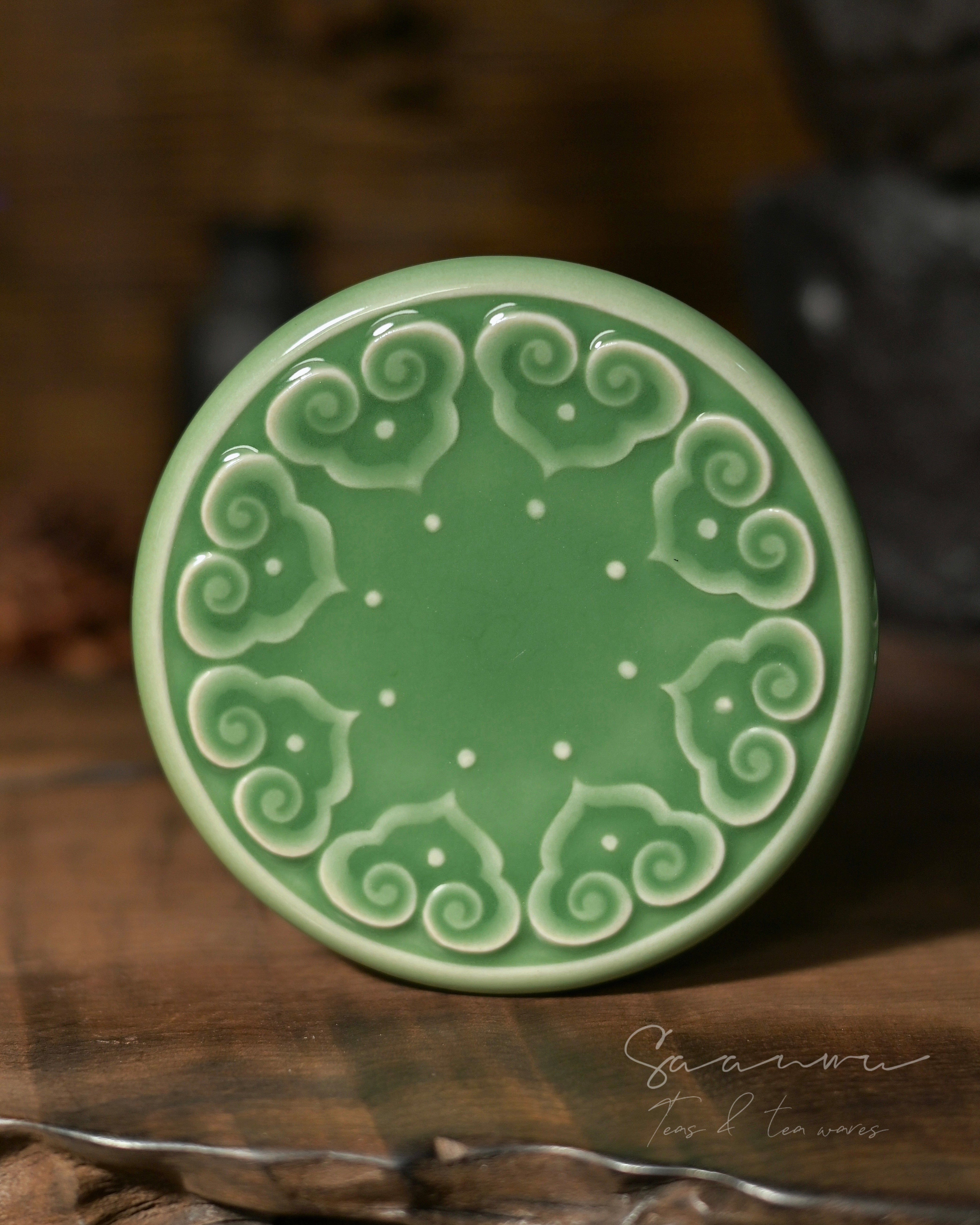 chinese celadon tea cup saucer – Longquan Celadon Plum Green Glaze Baoxiang Teacup Set 80ml by Kungfuyang