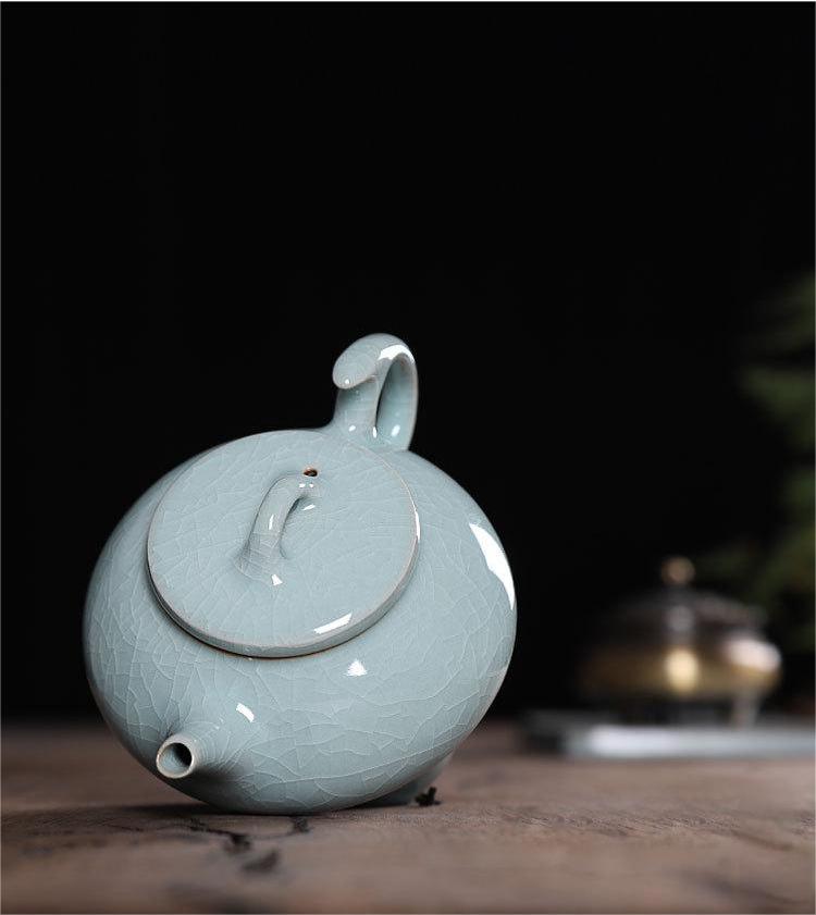 chinese ge kiln celadon teapot – 3pcs in 1 Handmade Ge kiln Celadon Iron Clay Tea Set by Kungfuyang