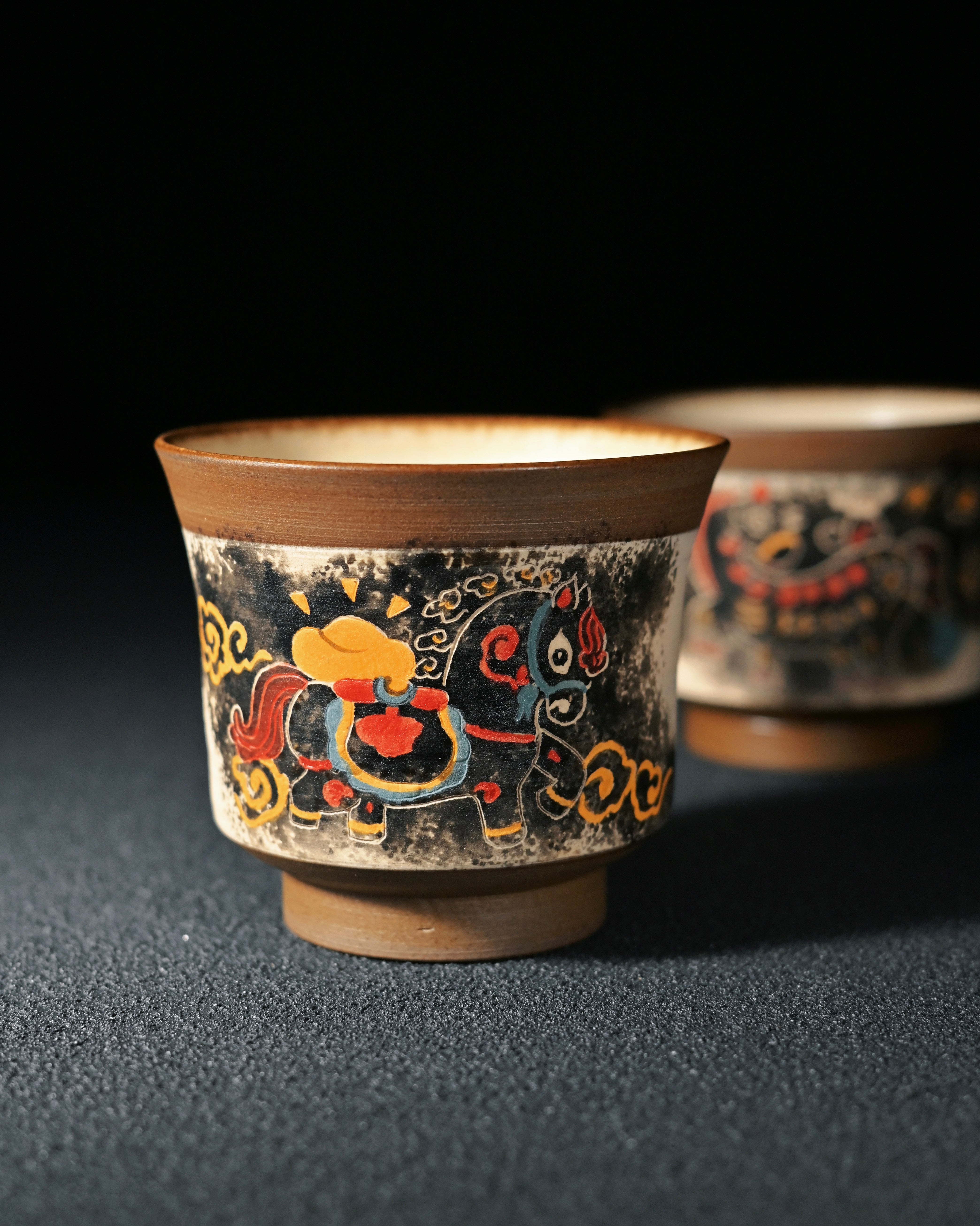 chinese hand painting teacup – Jingdezhen Chinese Ink Wash Style Painted Pony Teacup 120ml by Kungfuyang