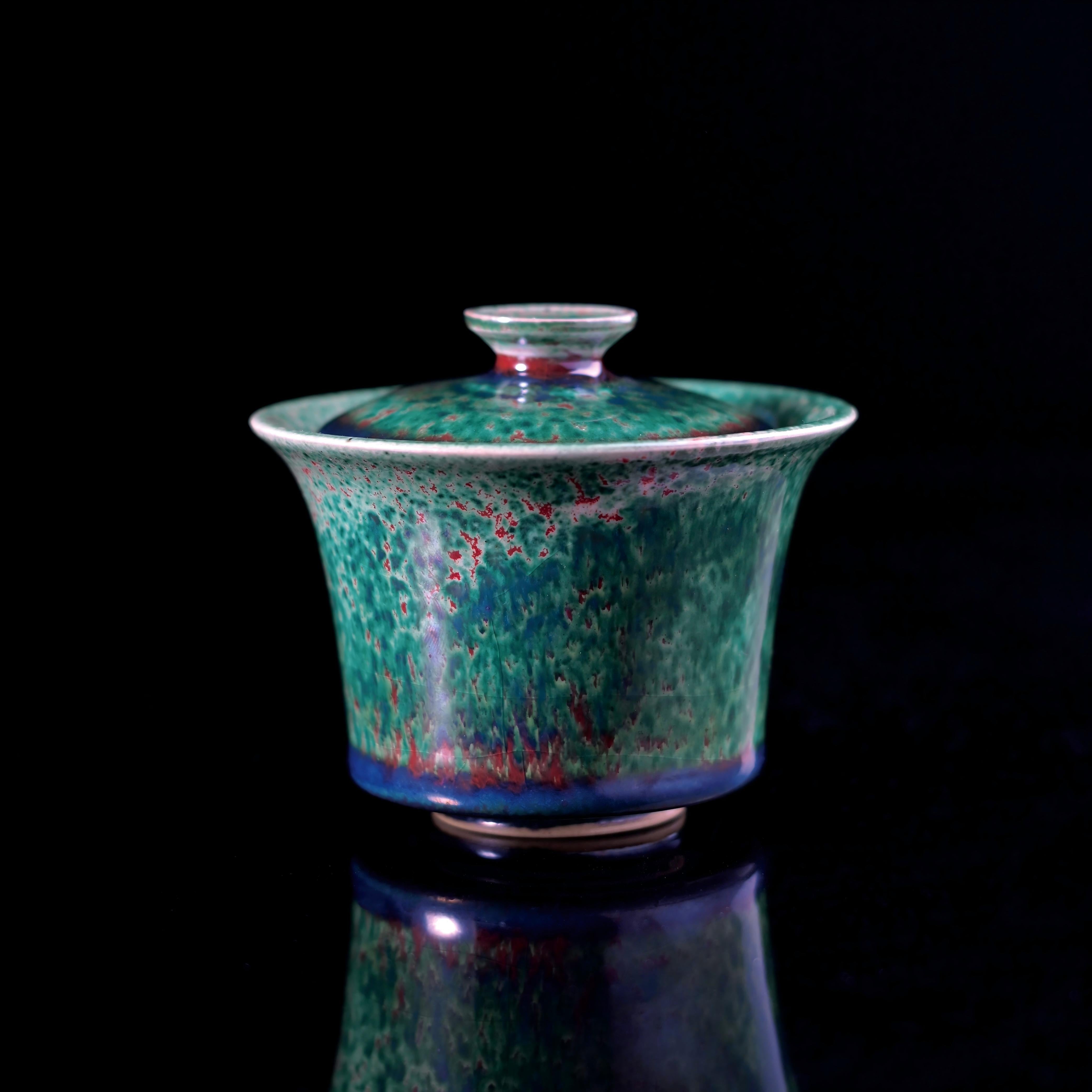 chinese jun ware green glaze gaiwan – Jun Ware Green Flambé Gaiwan – A Whisper of Enchanted Forests by Kungfuyang