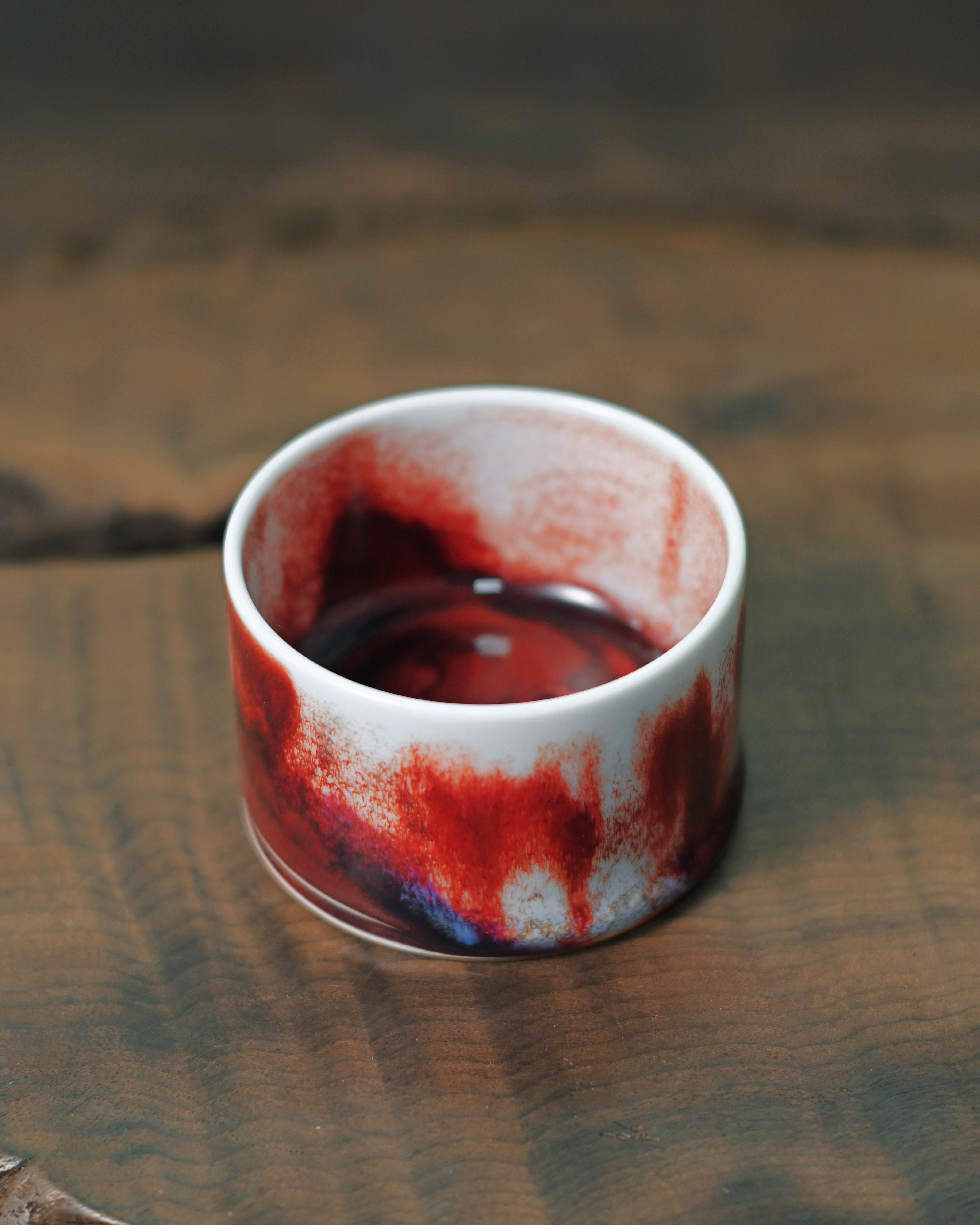chinese jun ware porcelain cup – Jun Ware Vermillion Thumb-Ring Cup 80ml by Kungfuyang
