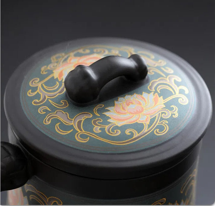 chinese lotus pattern tea set – Purple Clay Royal Lotus Patterned Teacup +Tea Can by Kungfuyang